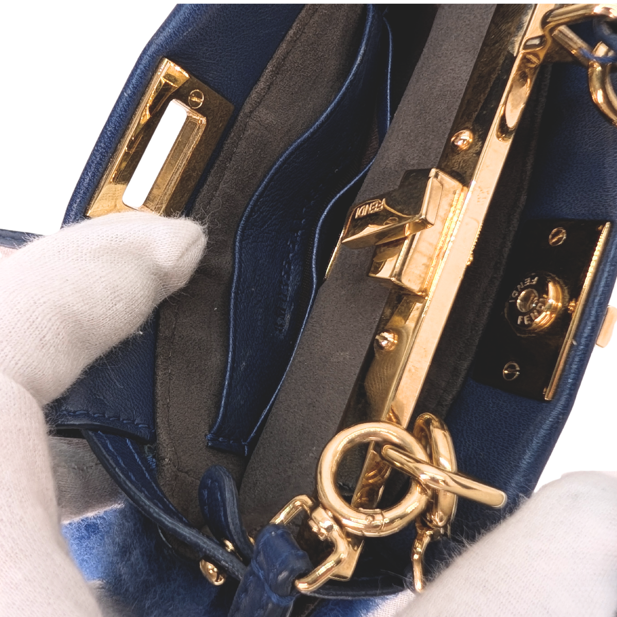 Fendi Peekaboo Micro Shearling Bag Blue