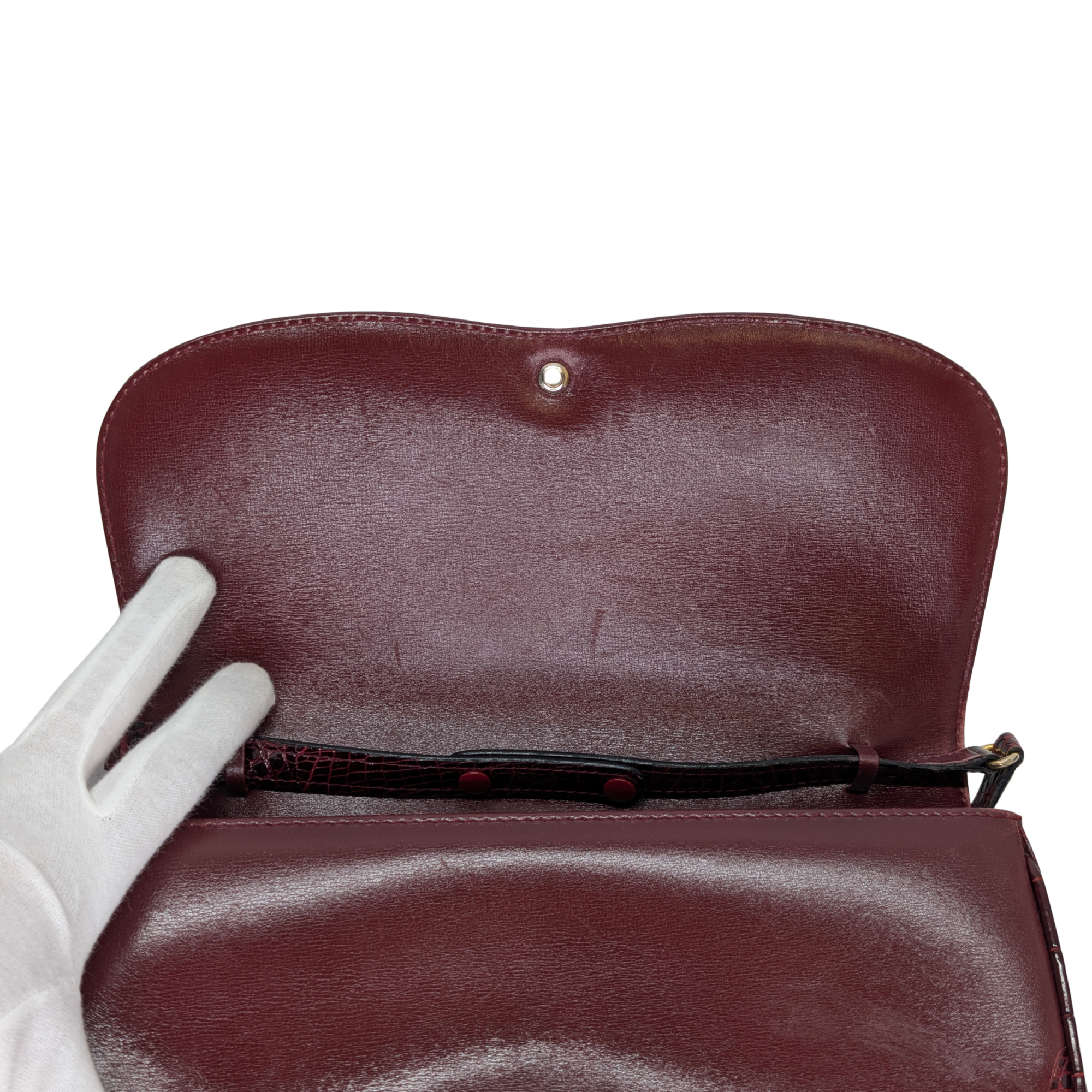 Gucci Vintage Crocodile Shoulder Bag Burgundy