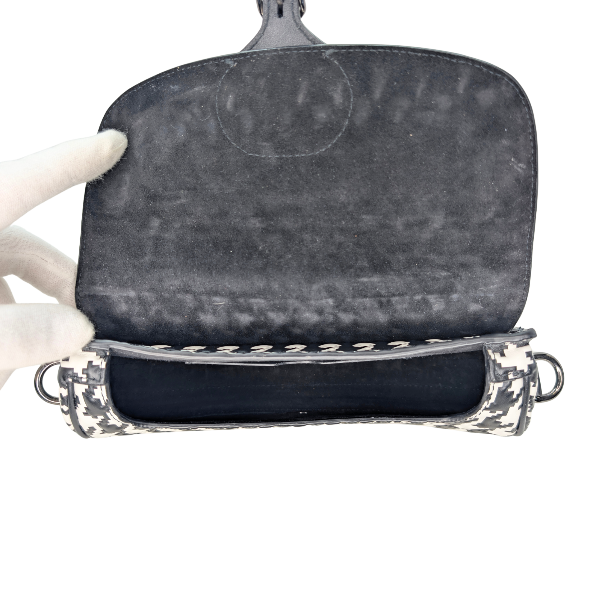 Dior Box Houndstooth East West Bobby Bag Black White