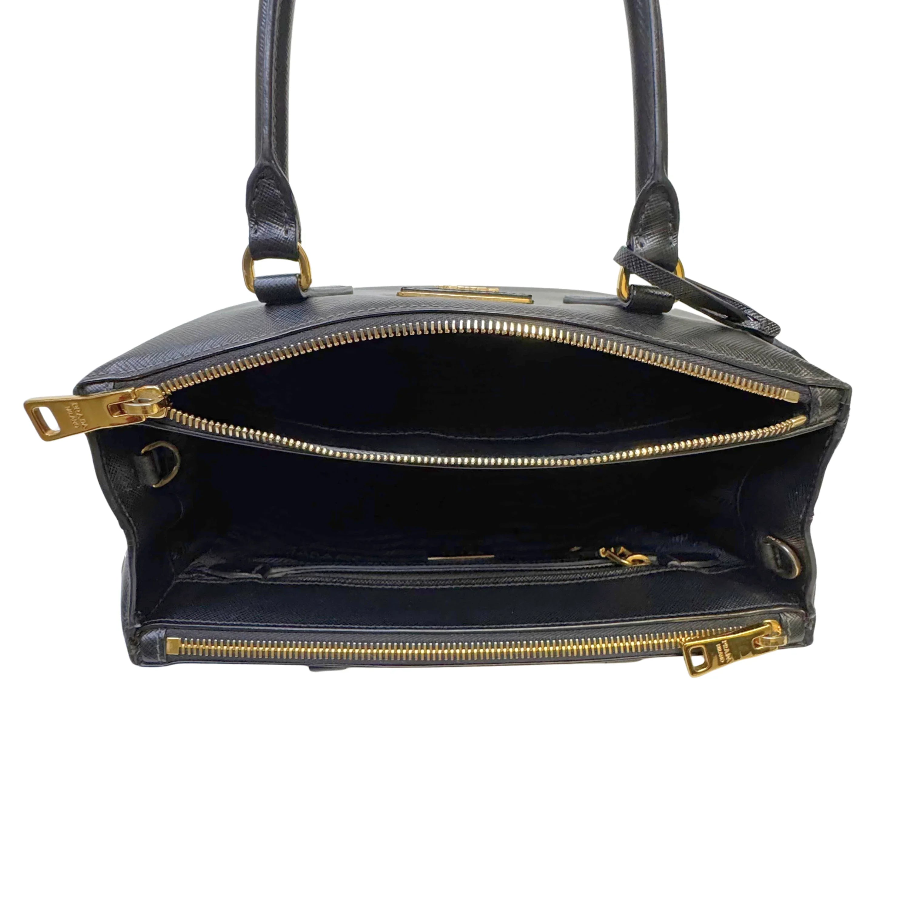 Prada Medium Galleria Saffiano leather bag Black - Lost Designer