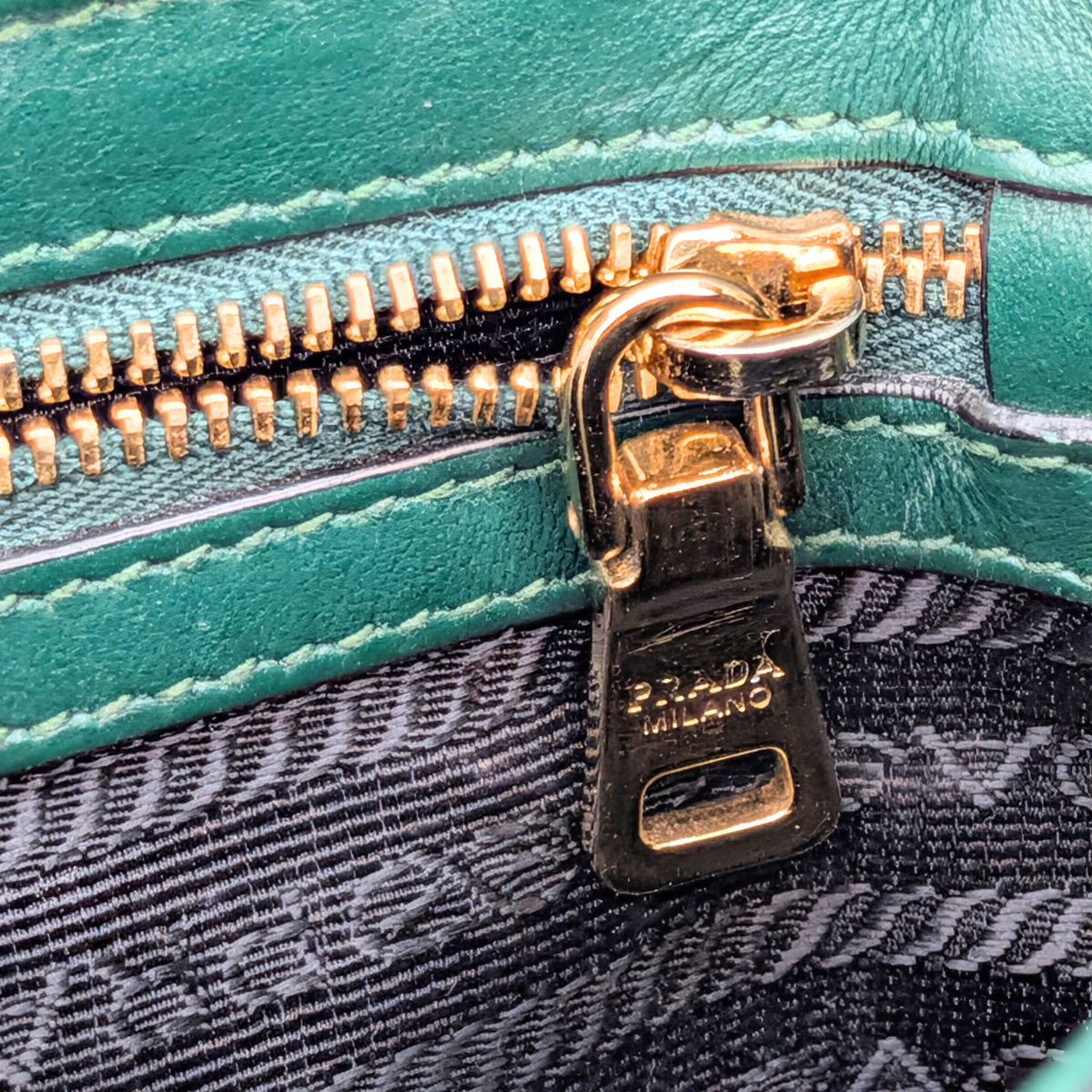 Prada Saffiano Lux Emblem Flap Shoulder Bag Green