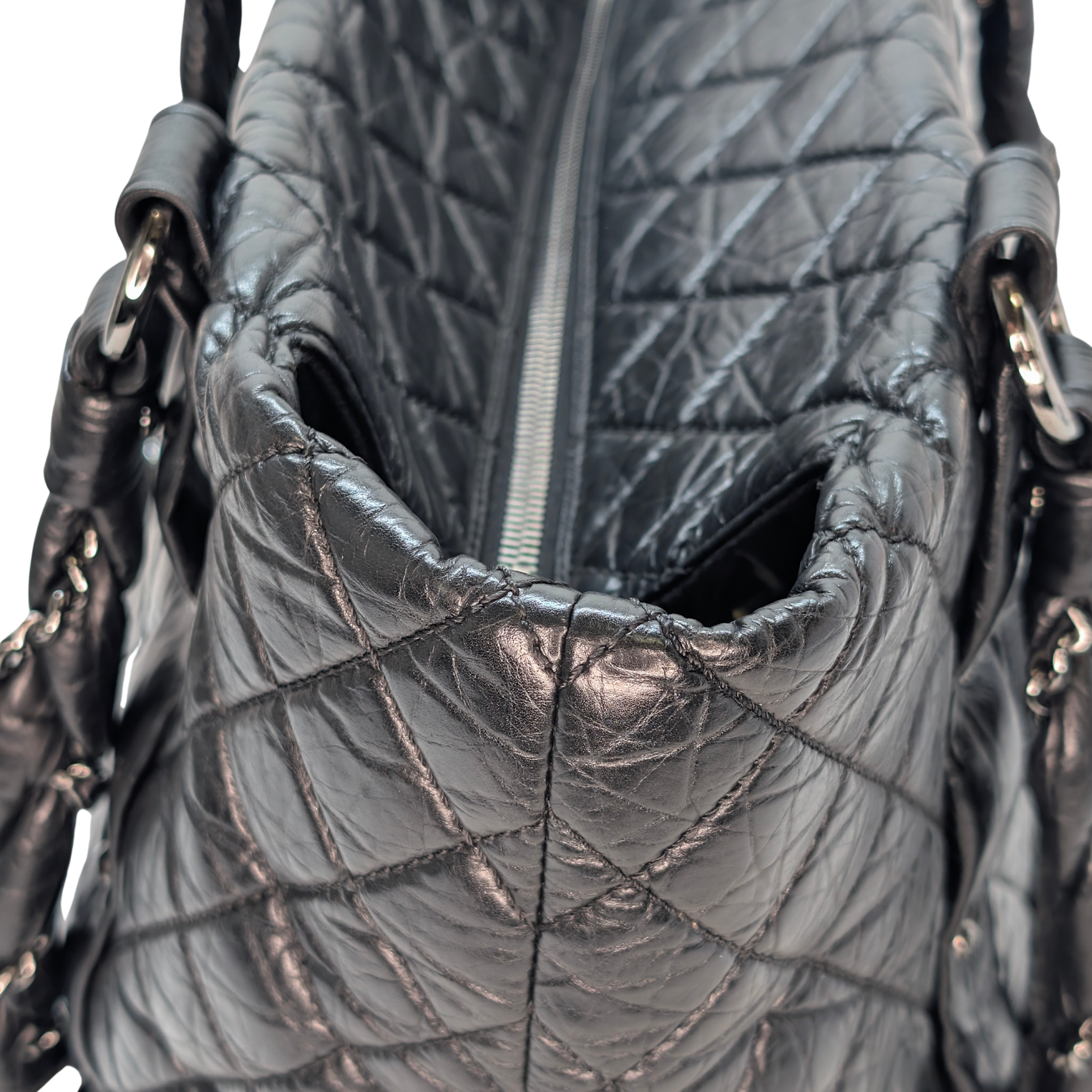 Chanel Distressed Lambskin Lady Braid Tote Bag Black