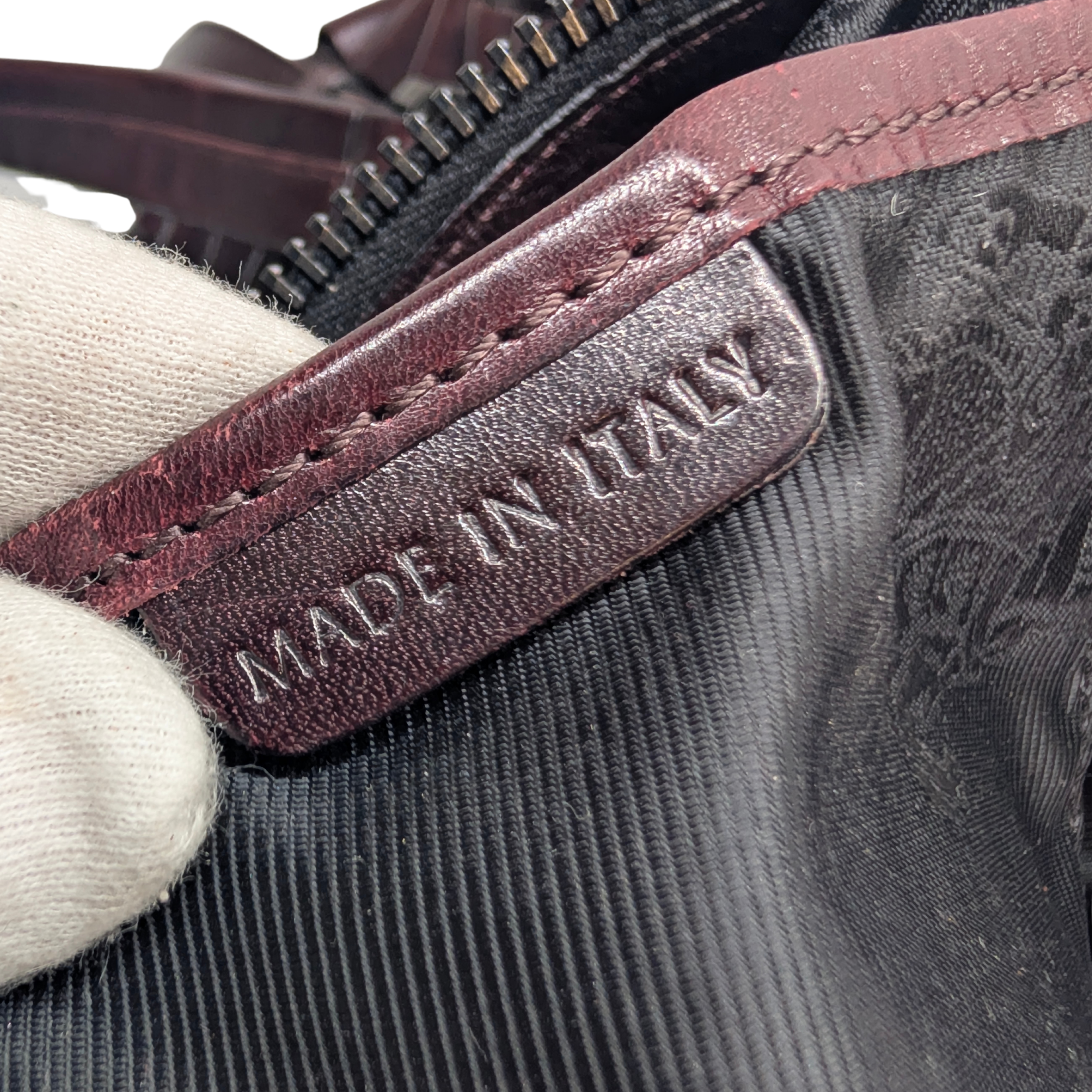 Burberry Leather Cartridge Pleat Tote Bag Burgundy