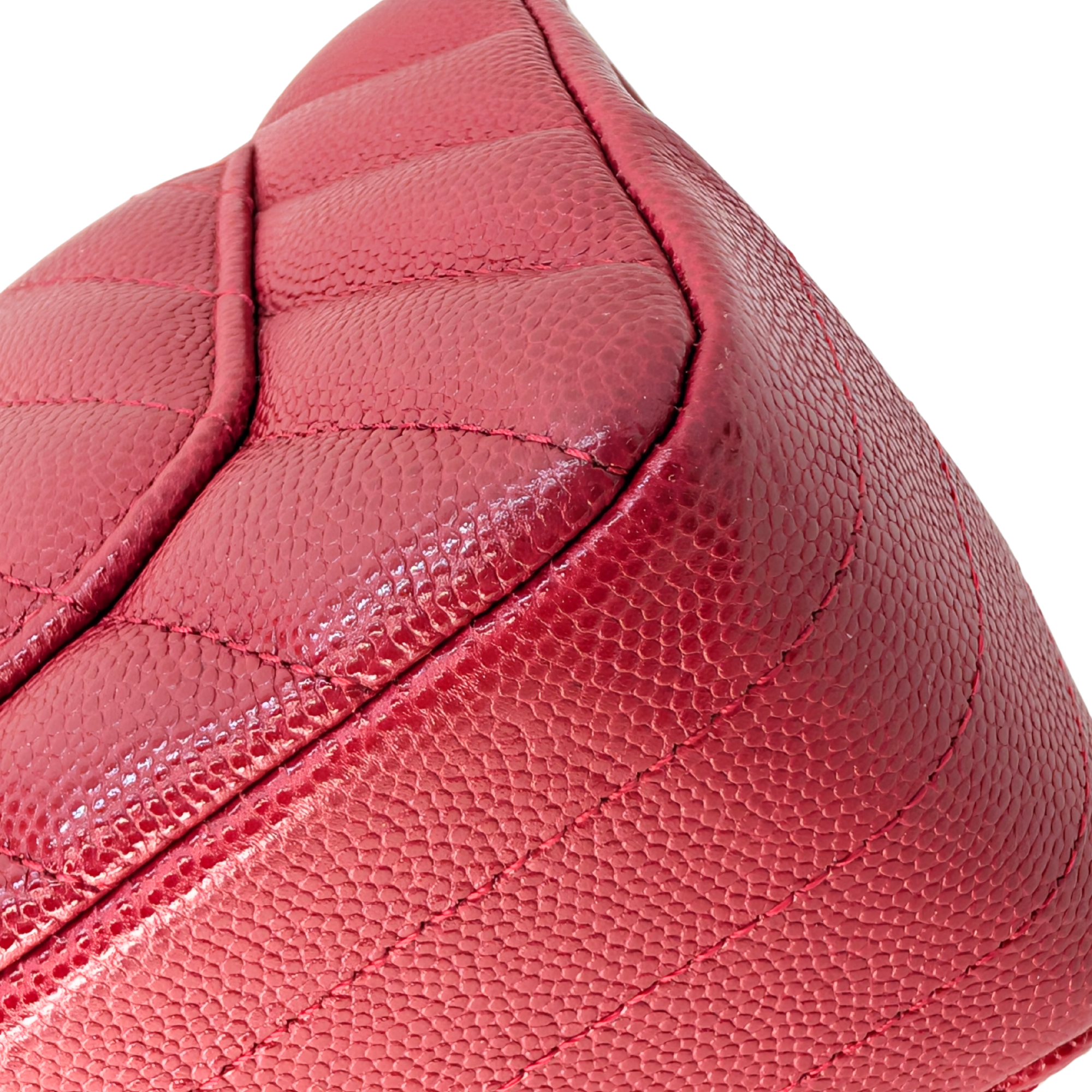 Chanel Mini Chevron Caviar Flap Bag Red