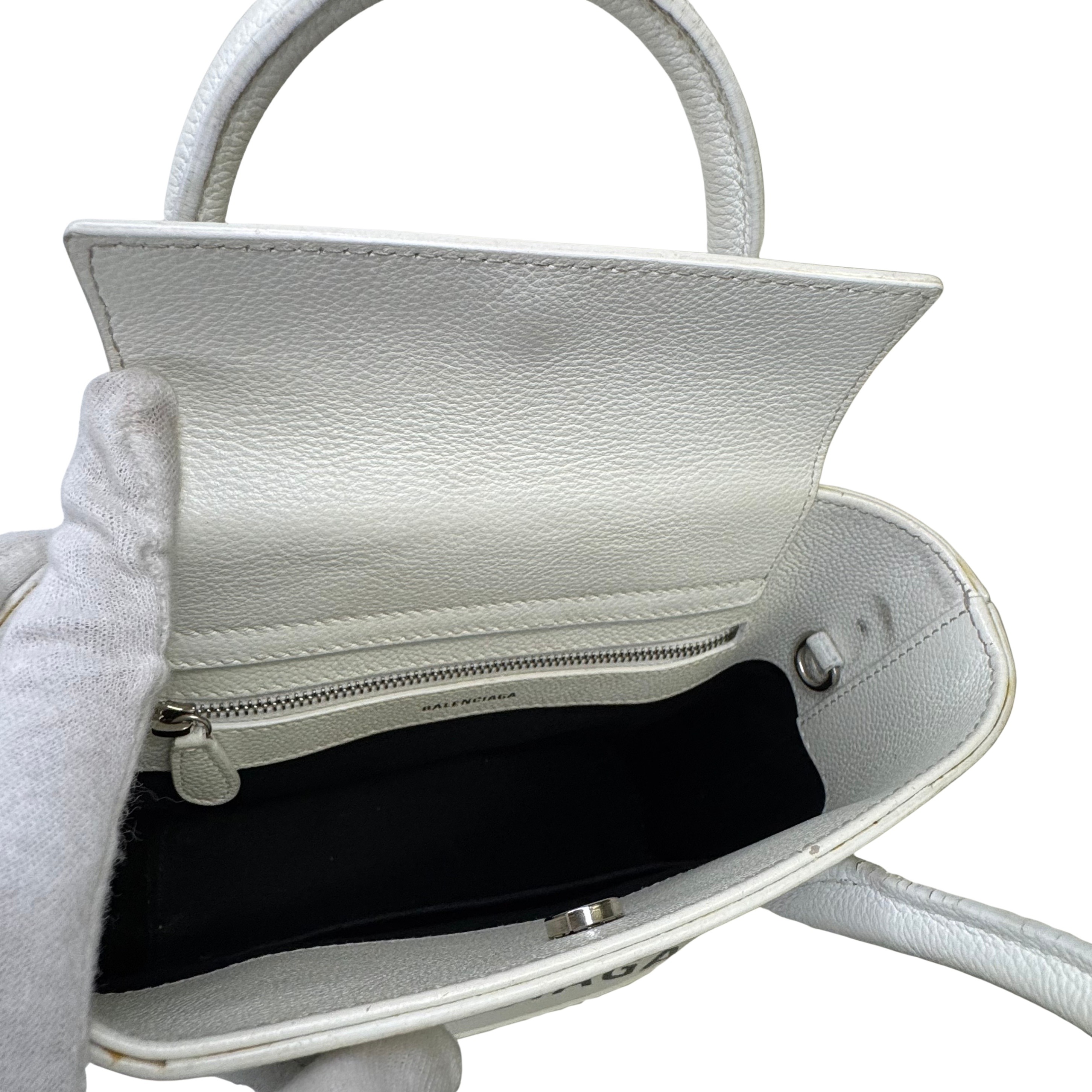 Balenciaga Ville XXS Shoulder Leather Bag w Strap White - Lost Designer