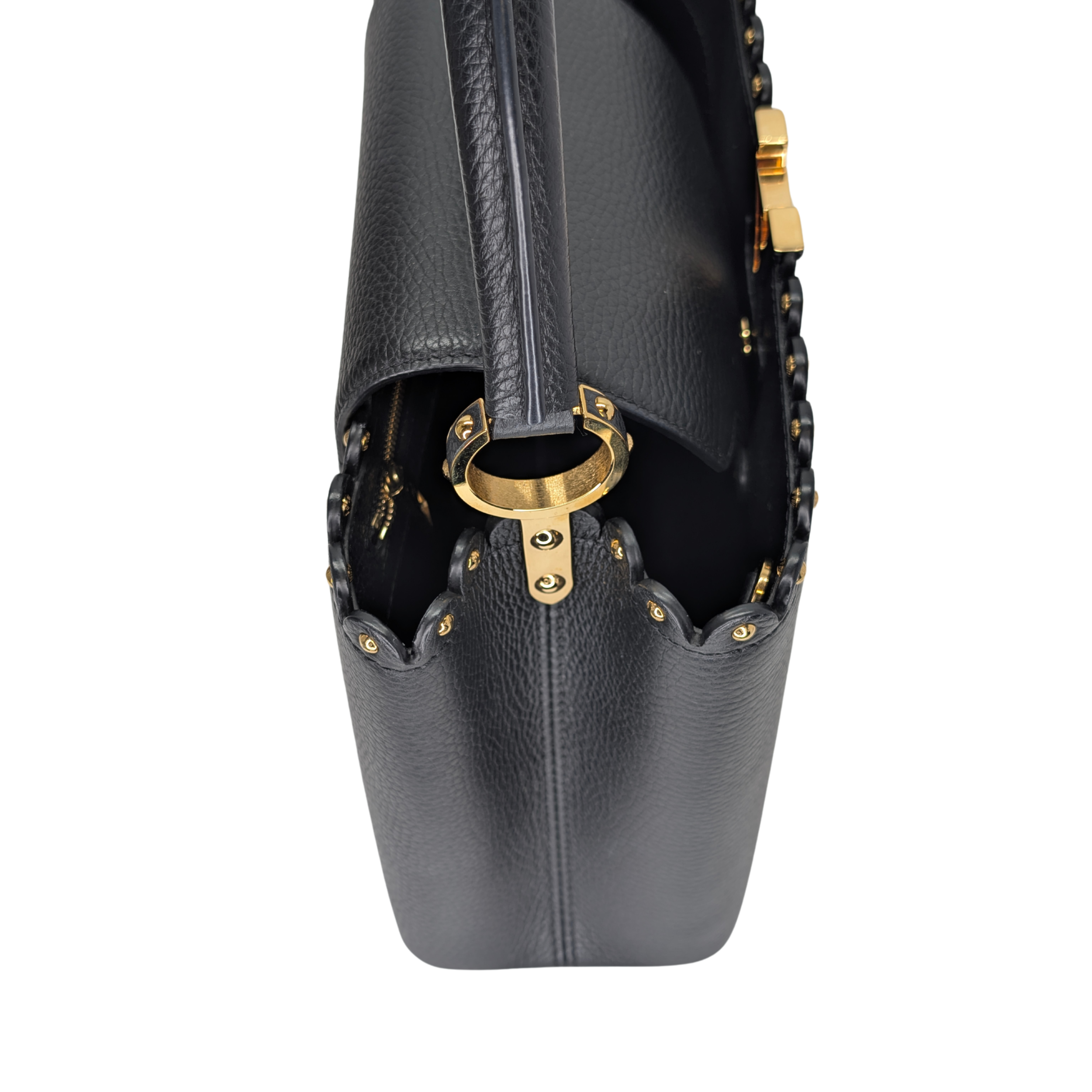 Louis Vuitton Capucine Pm Shoulder Handbag Taurillon Leather Black
