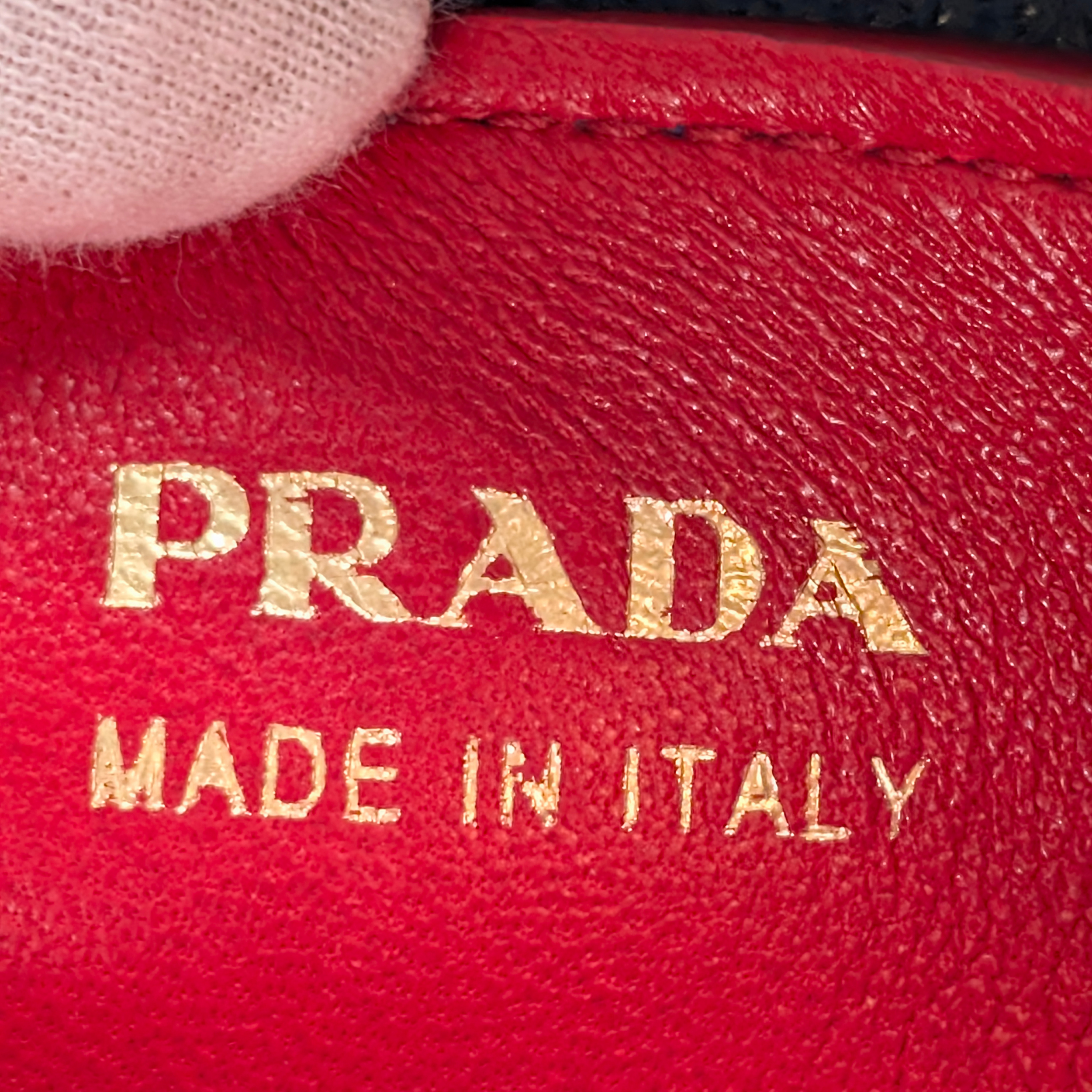 Prada Saffiano Cuir Double Bag Medium Navy