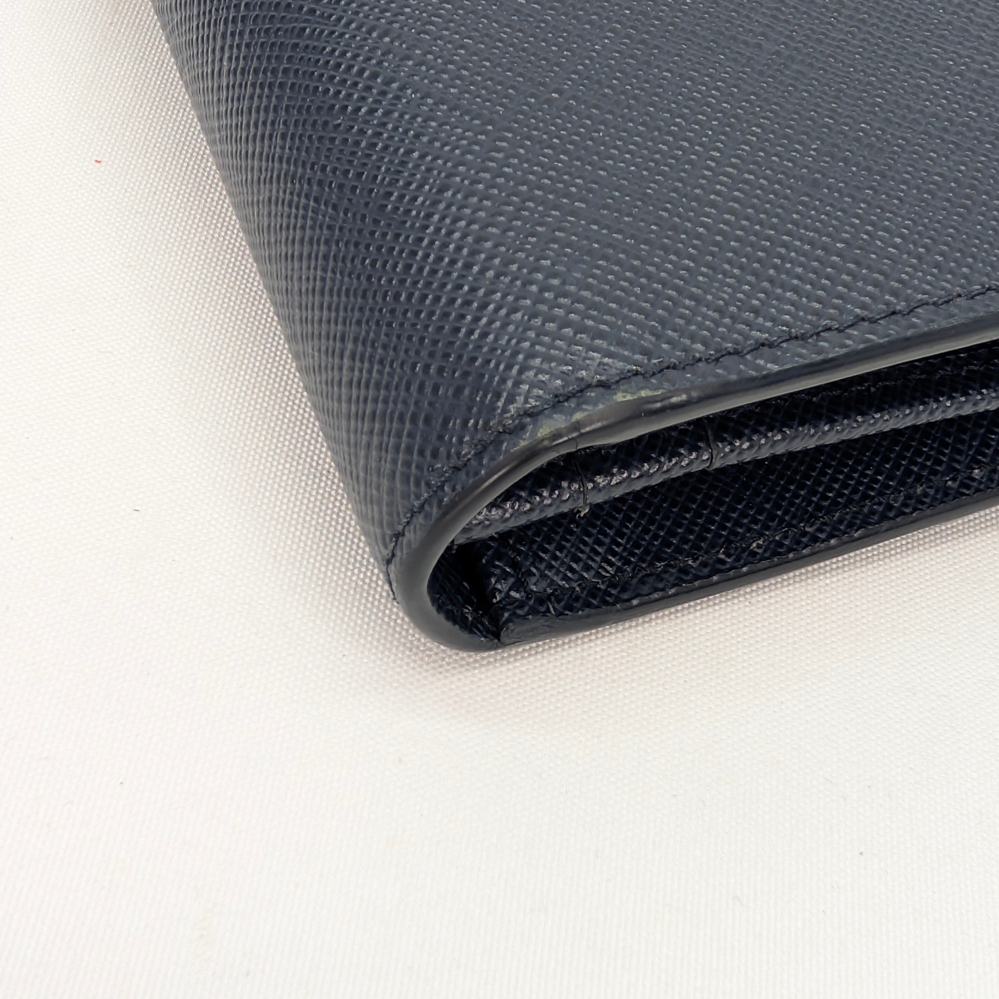 Black Prada Saffiano Multi Pocket Wallet Navy Blue