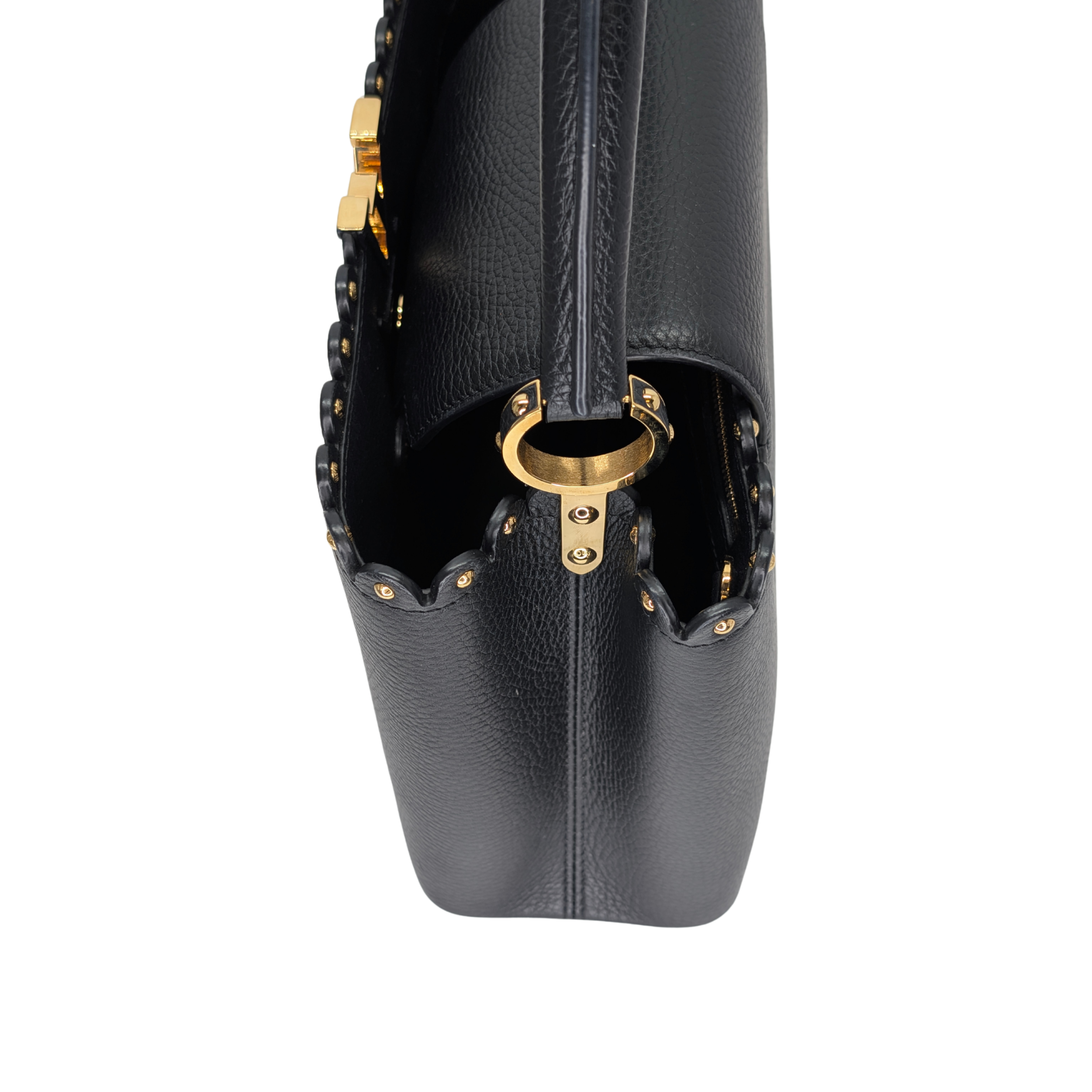 Louis Vuitton Capucine Pm Shoulder Handbag Taurillon Leather Black