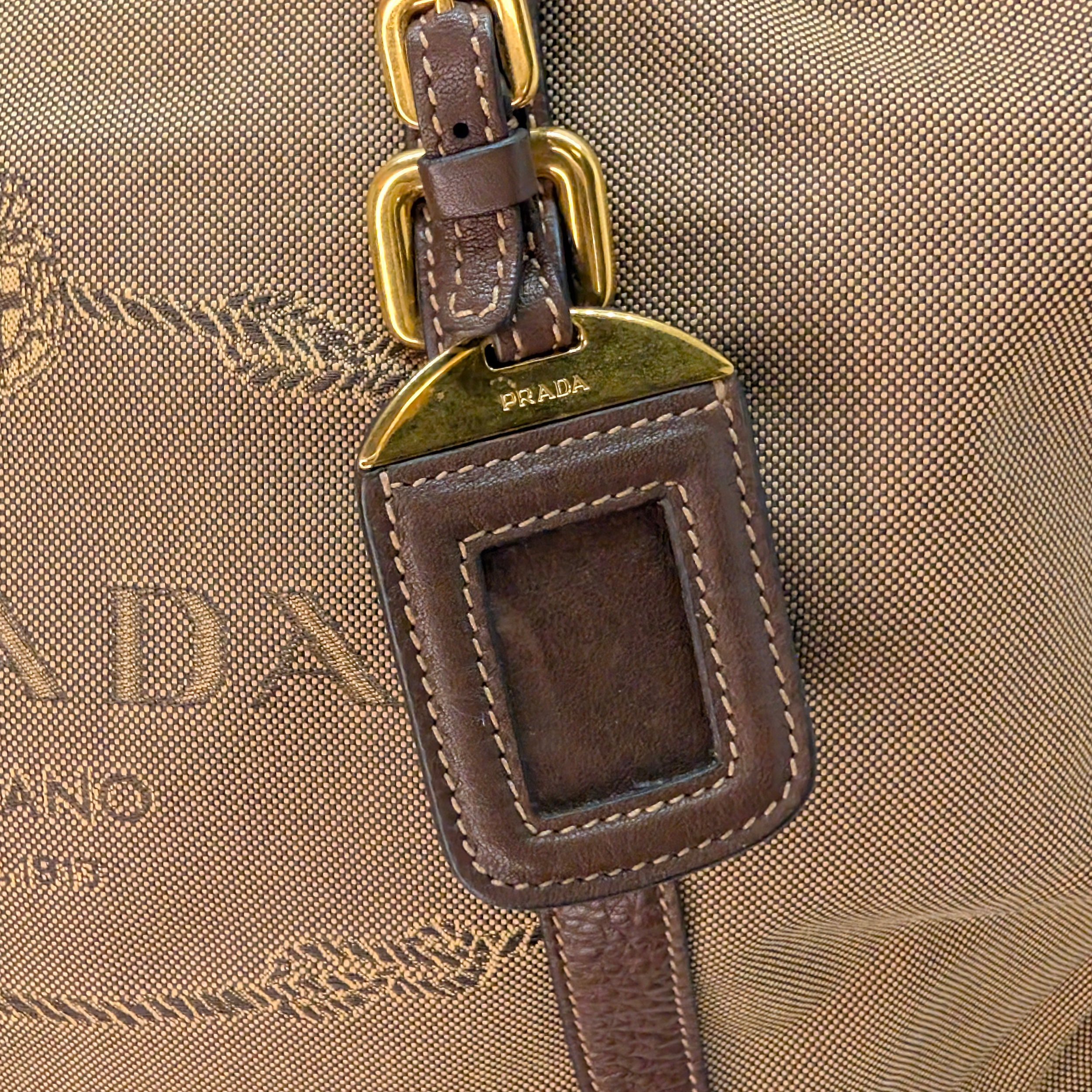 Prada Logo Jacquard Tote Bag Brown