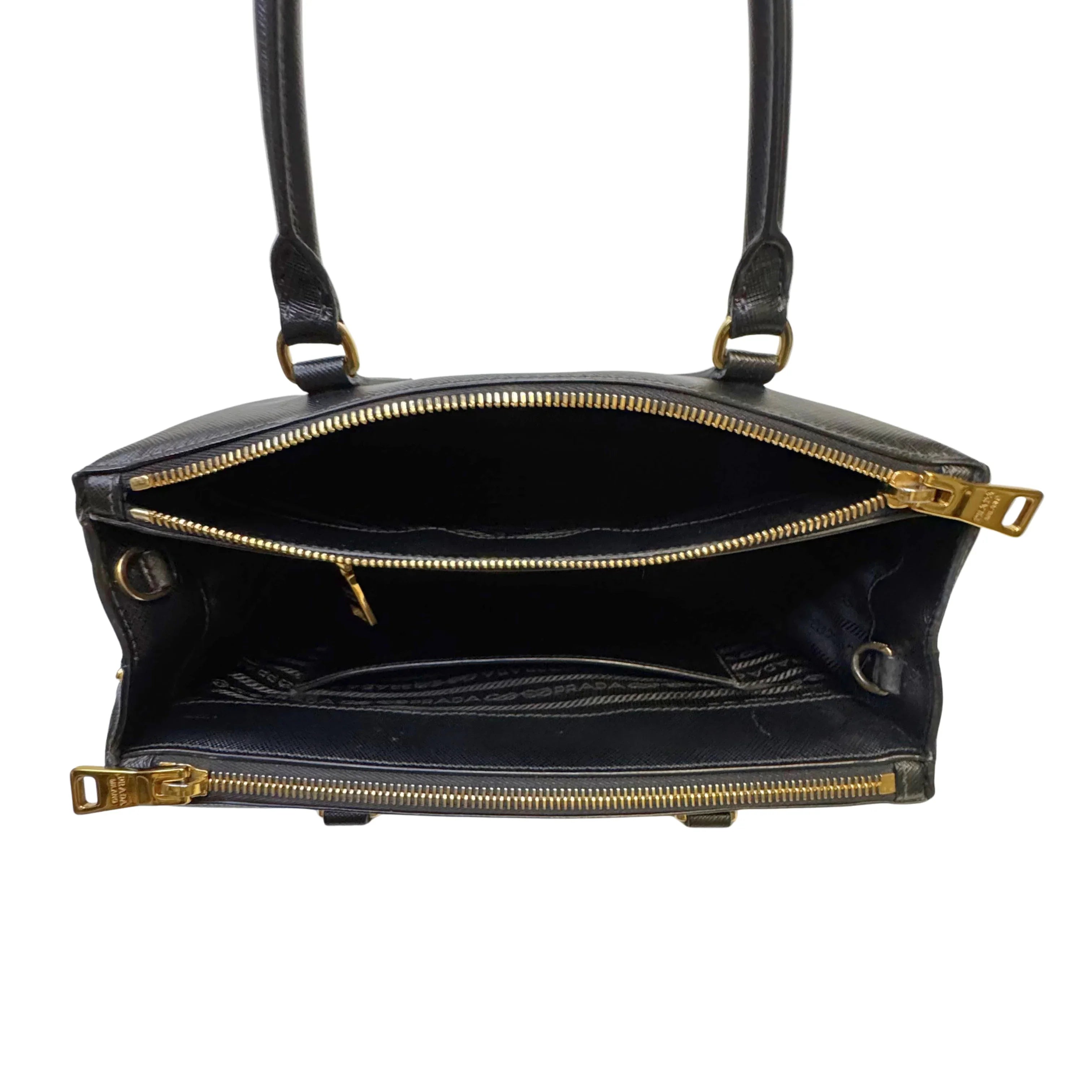 Prada Medium Galleria Saffiano leather bag Black - Lost Designer
