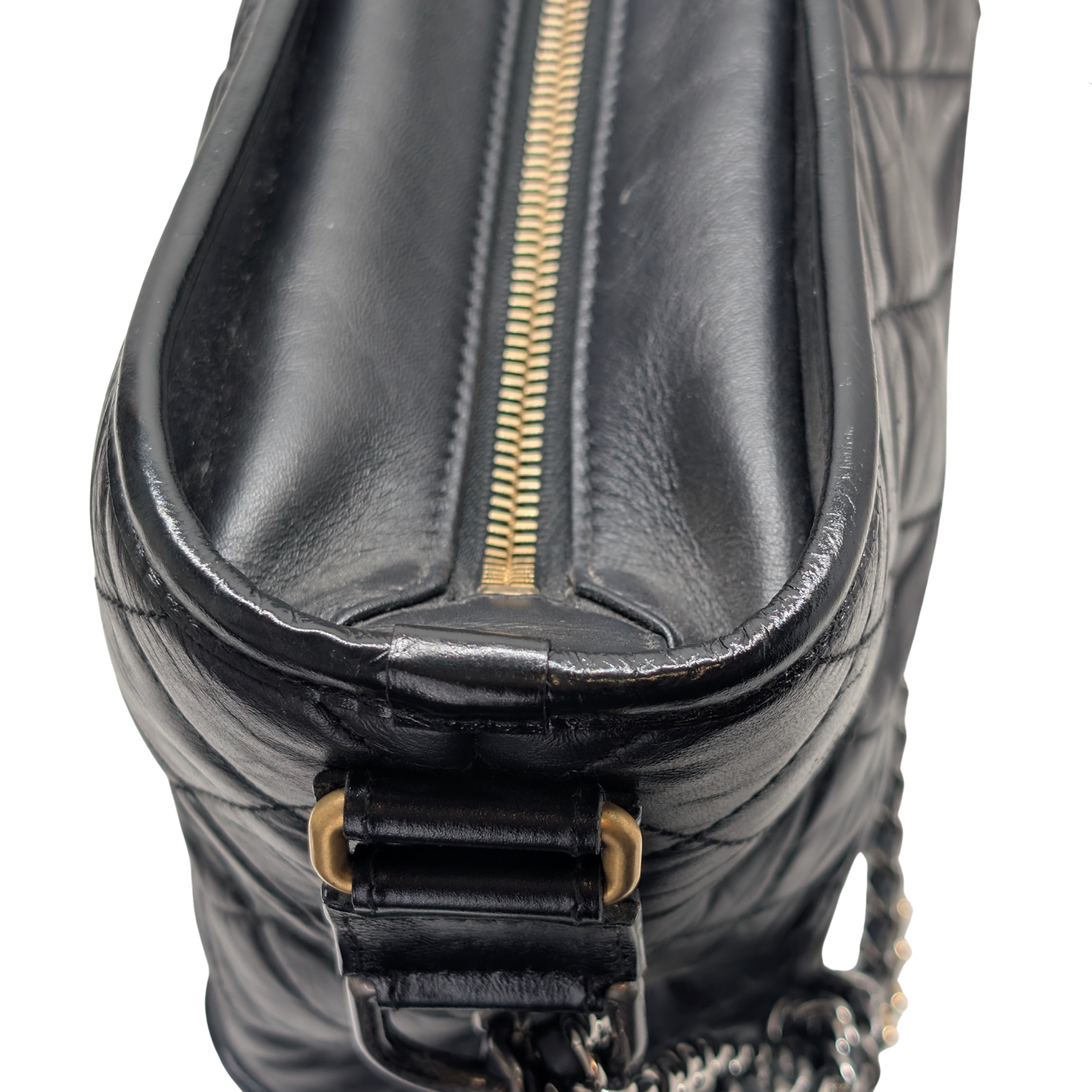 Chanel Aged Calfskin Quilted Large Gabrielle Hobo Bag Black