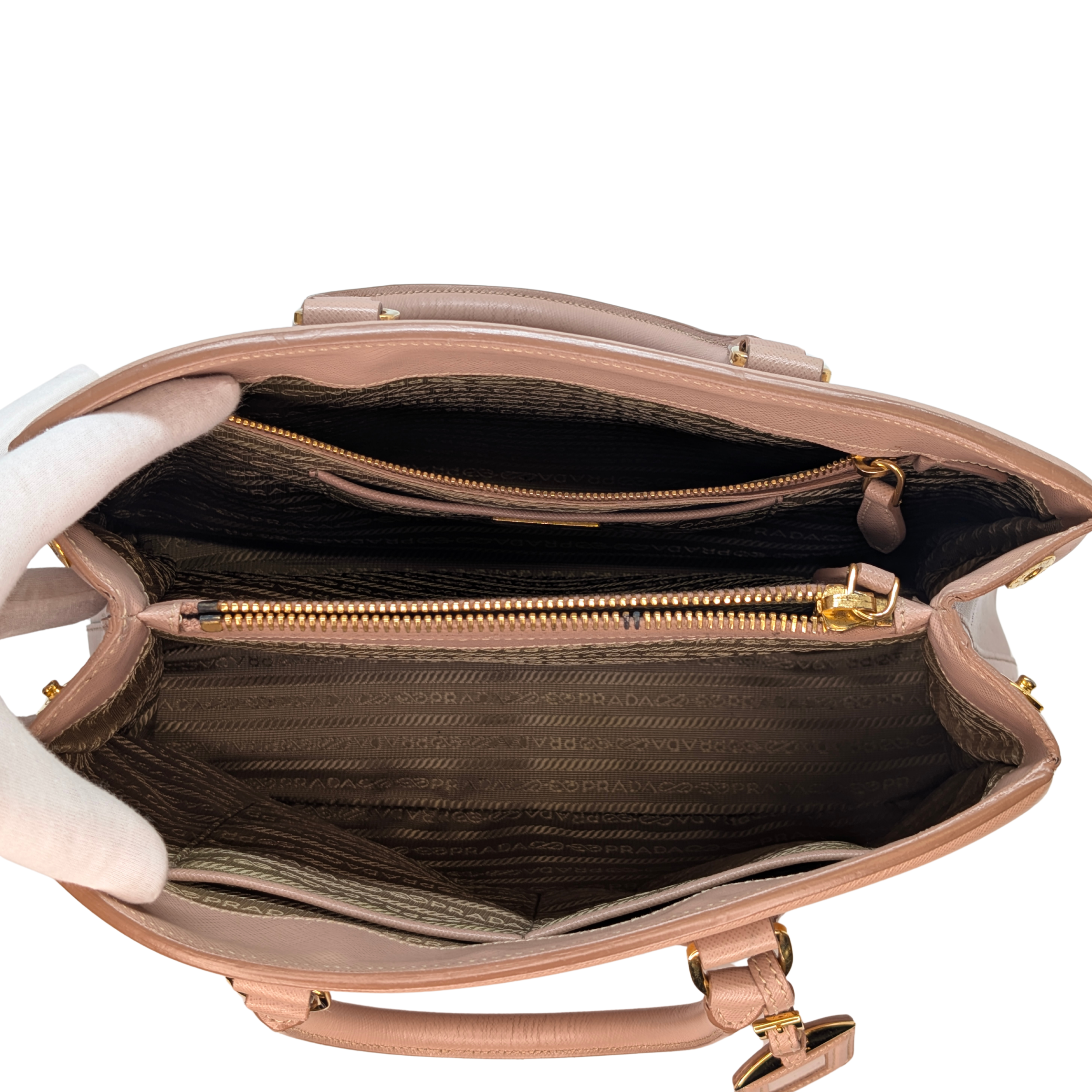 Prada Saffiano Galleria Leather Handbag Nude Pink