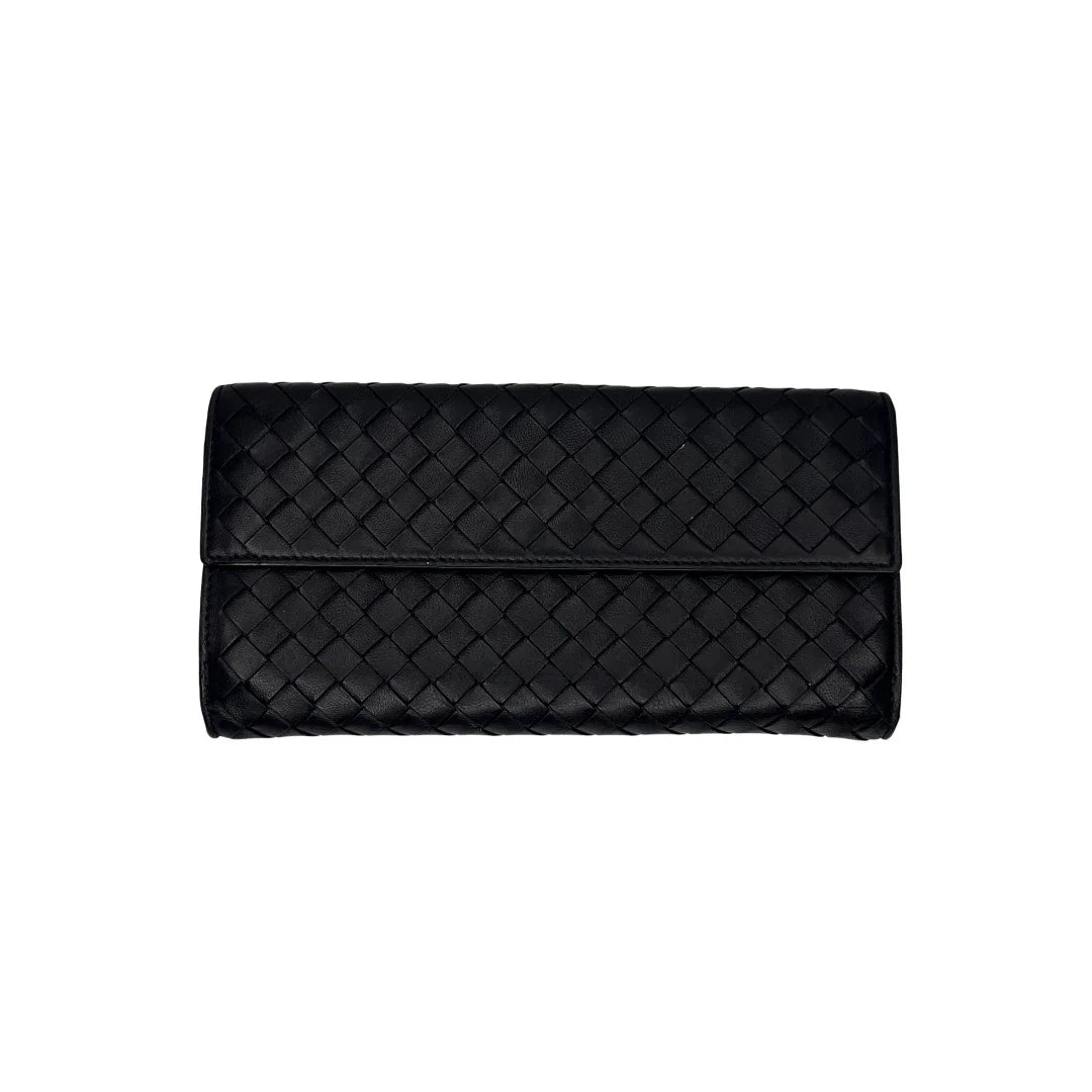 Bottega Veneta Nappa Intrecciato Continental Wallet Black - Lost Designer