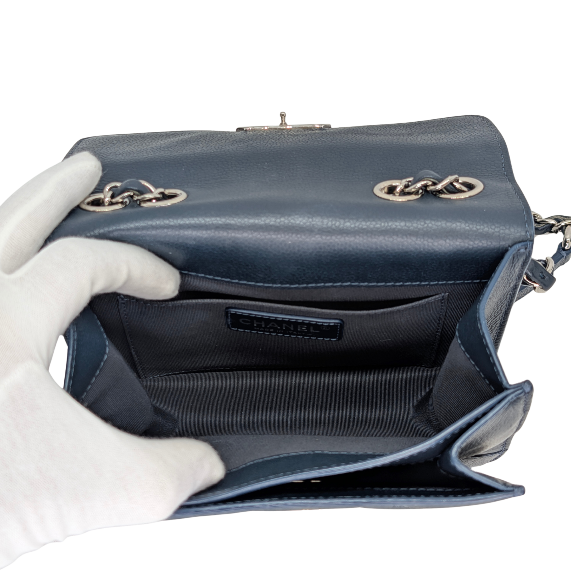 Chanel CC Box Flap Shoulder Bag Navy Blue