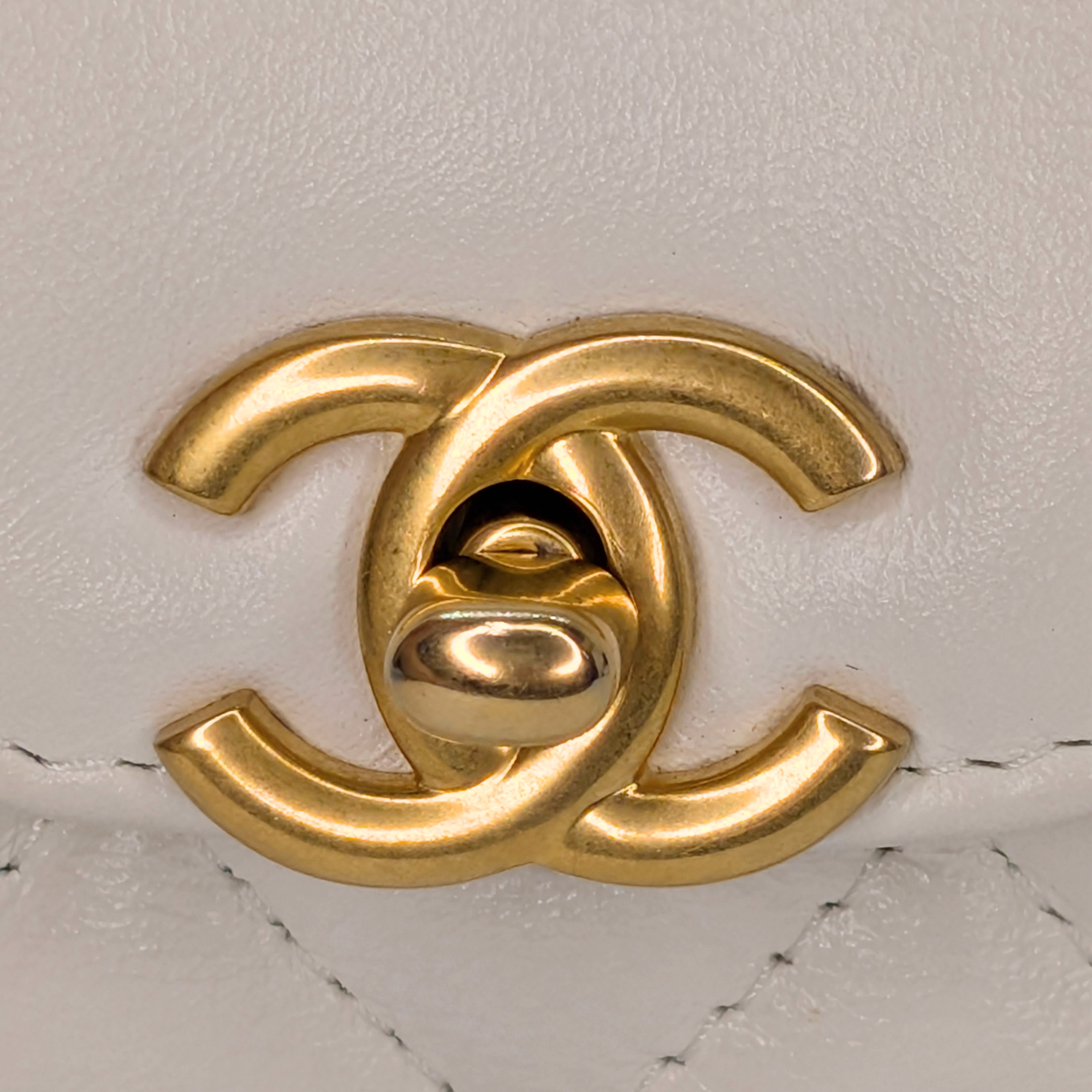 Chanel Mini Nano Kelly Shopper Tote Bag White