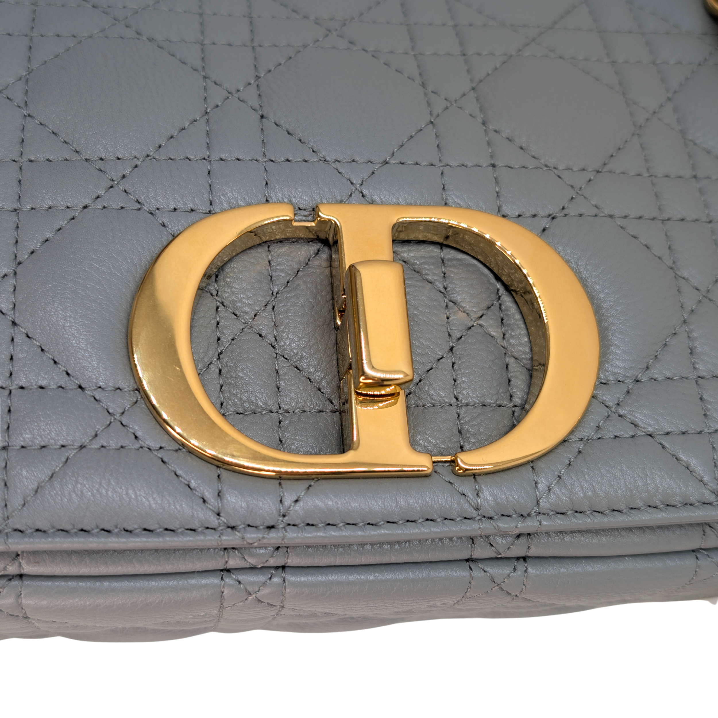 Dior Medium Caro Bag Supple Cannage Calfskin Stone Gray