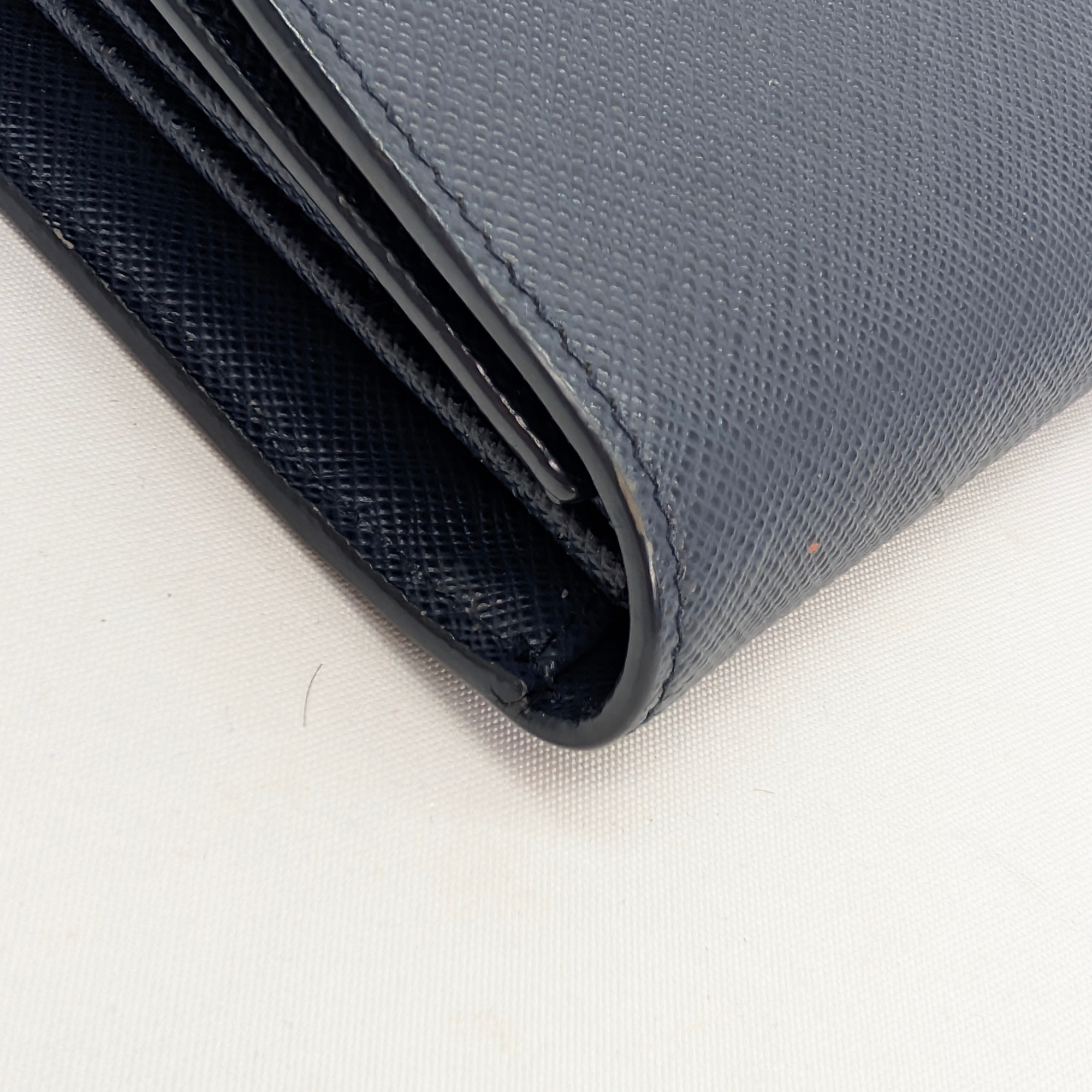 Black Prada Saffiano Multi Pocket Wallet Navy Blue