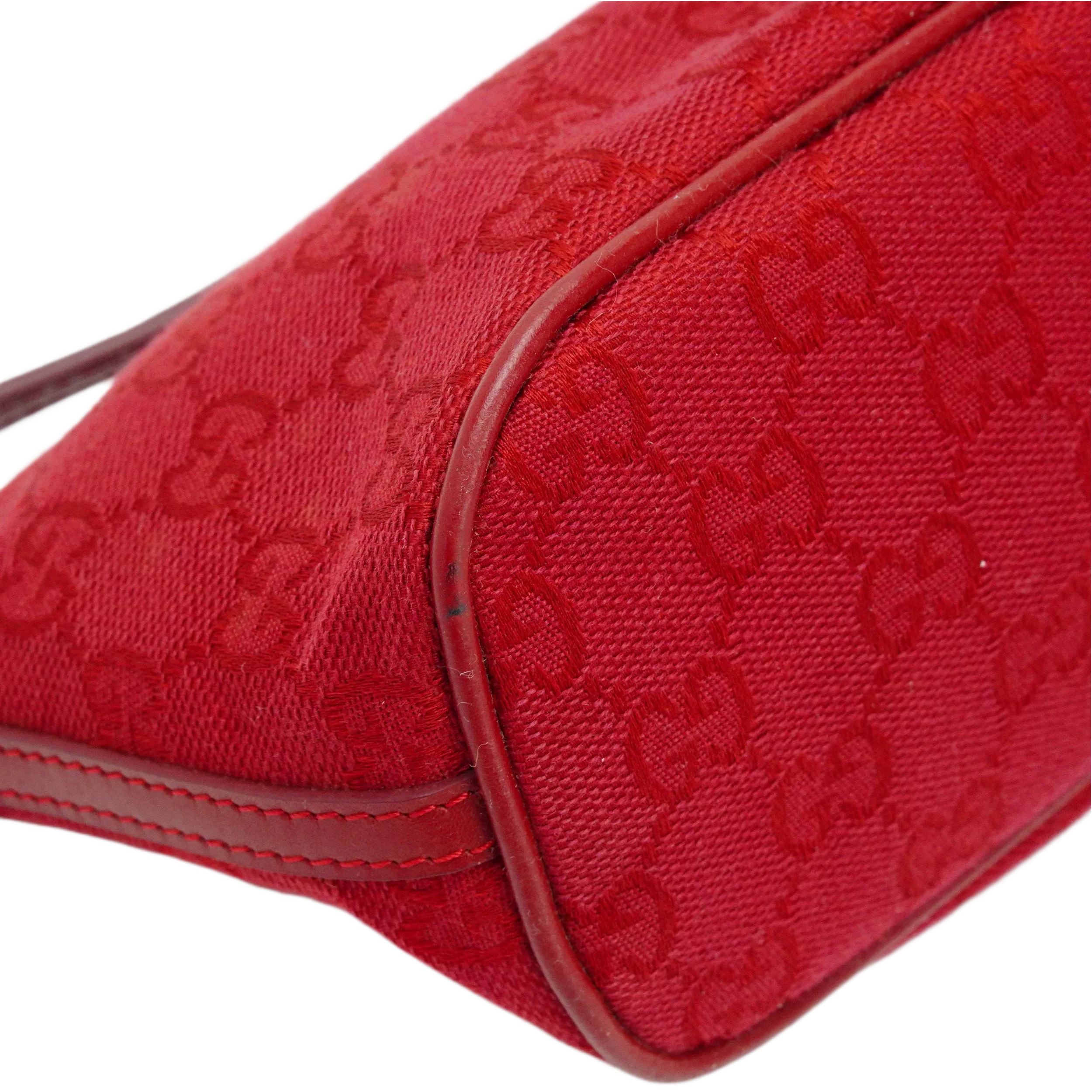 Gucci Cherry Red GG Monogram Boat Pochette Bag - Lost Designer