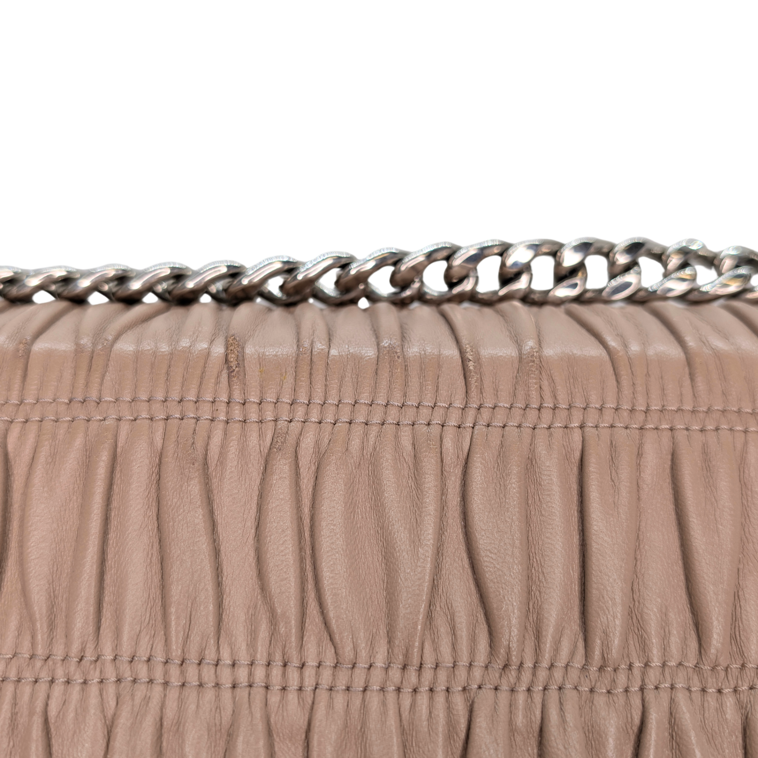 Prada Nappa Gaufre Chain Flap Crossbody Bag Taupe