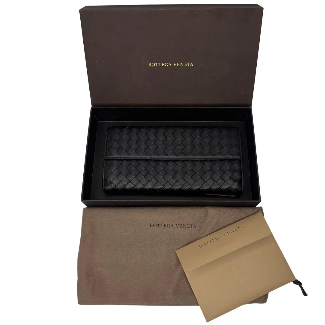 Bottega Veneta Nappa Intrecciato Continental Wallet Black - Lost Designer