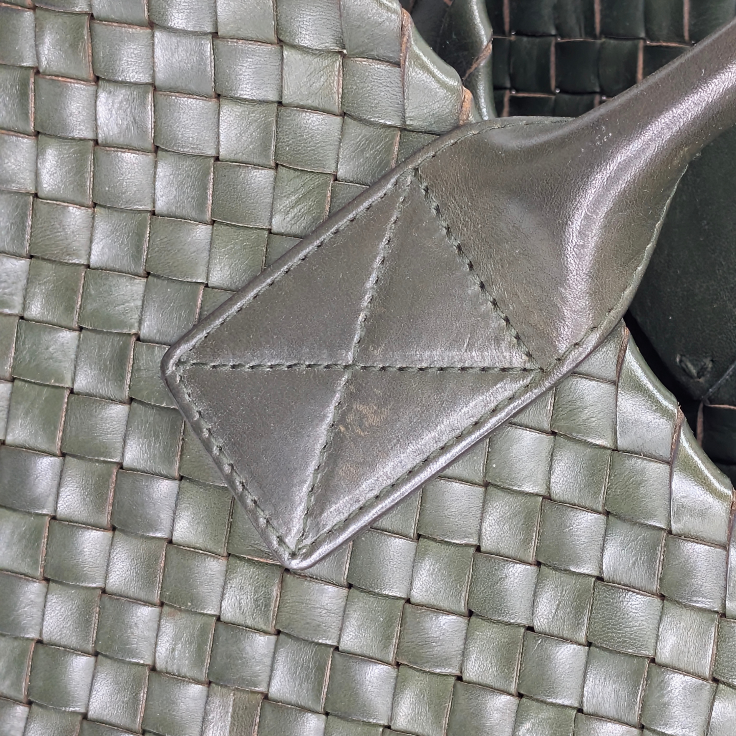 Bottega Veneta Intrecciato Leather Large Cabat Tote Bag Dark Olive Green