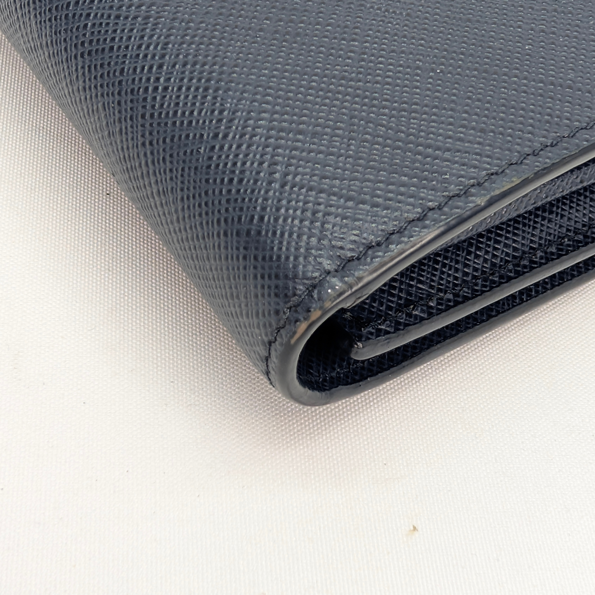 Black Prada Saffiano Multi Pocket Wallet Navy Blue