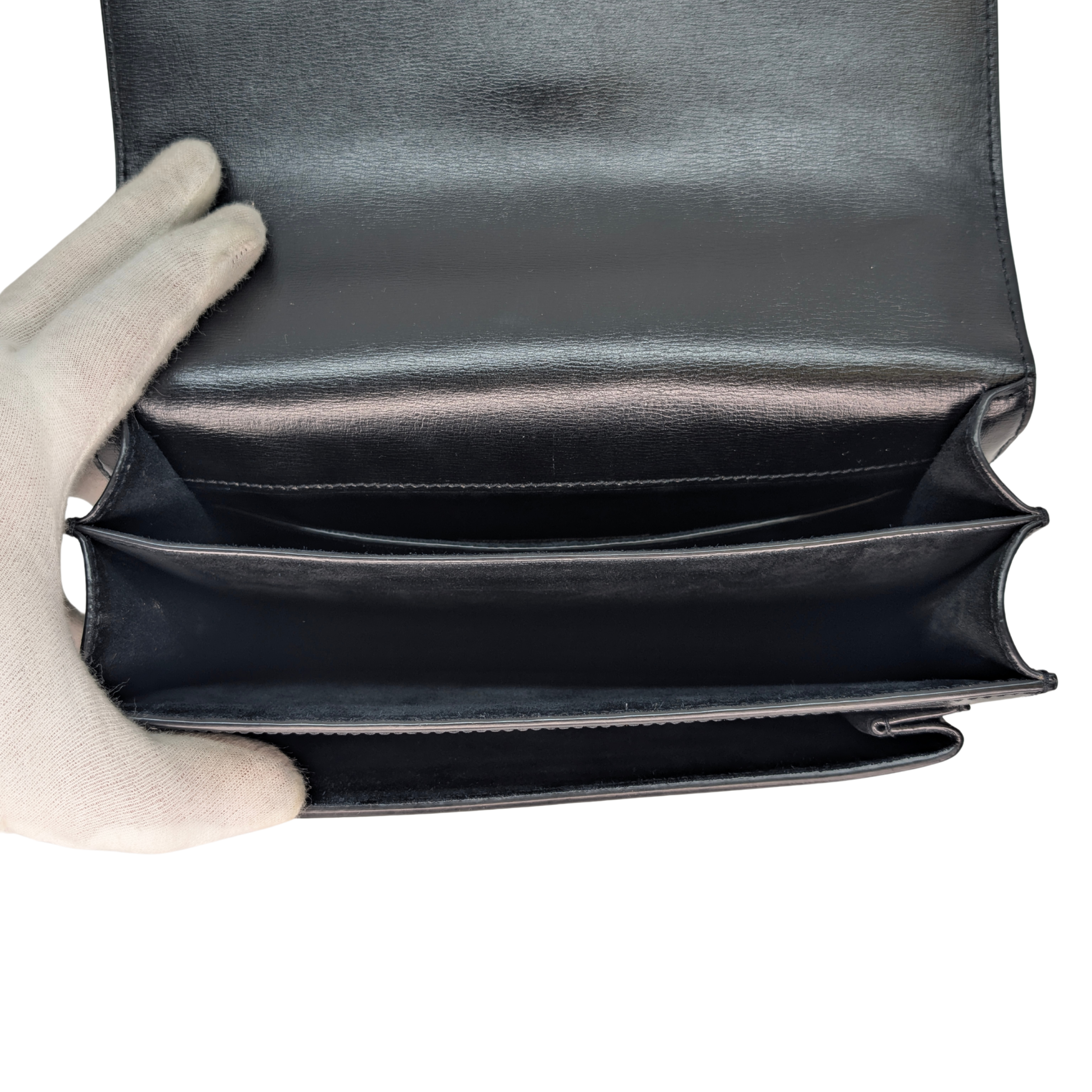 Saint Laurent Sunset Small Leather Shoulder Bag Black