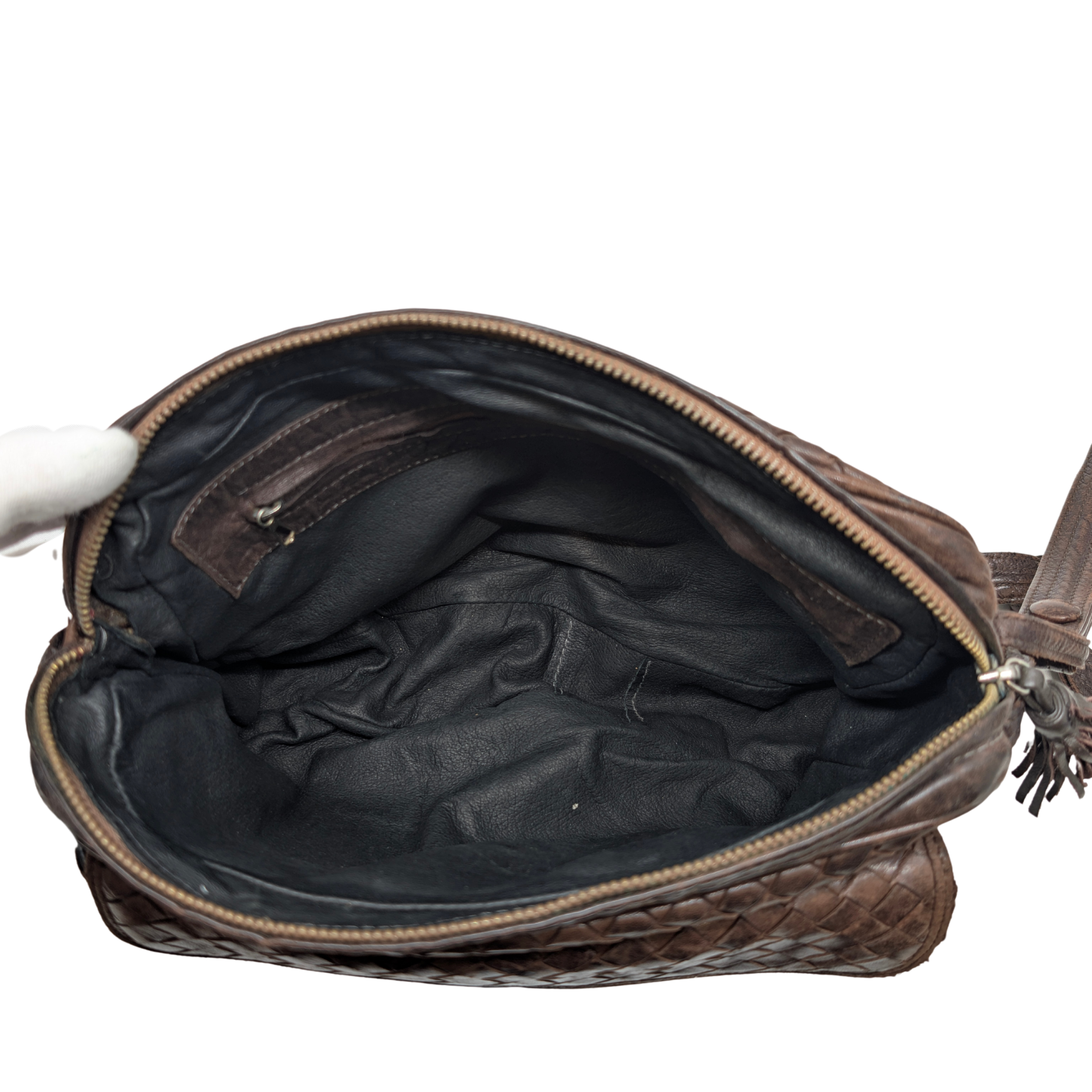 Bottega Veneta Intrecciato Leather Crossbody Bag Brown