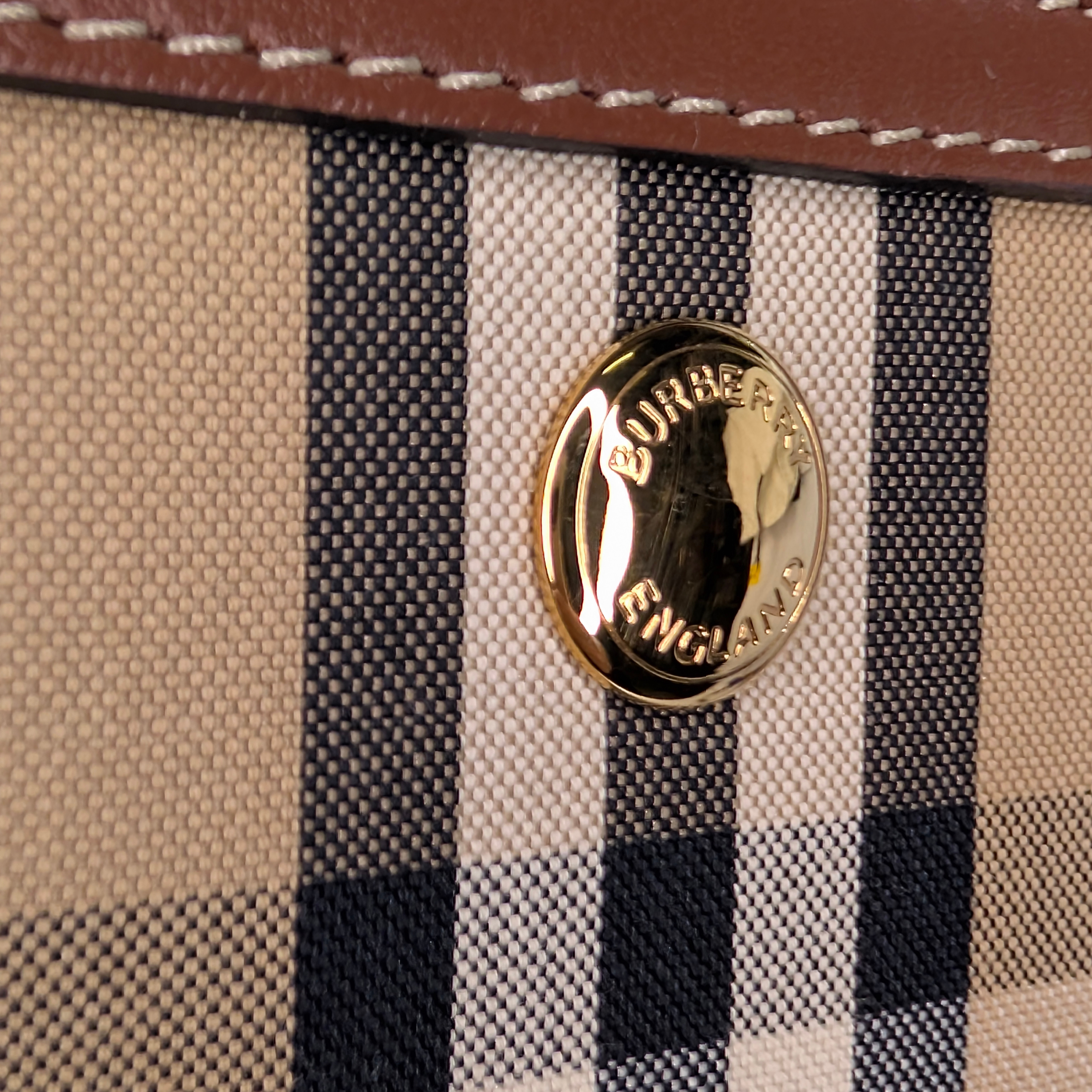 Burberry Check Title 2Way Tote Crossbody Bag