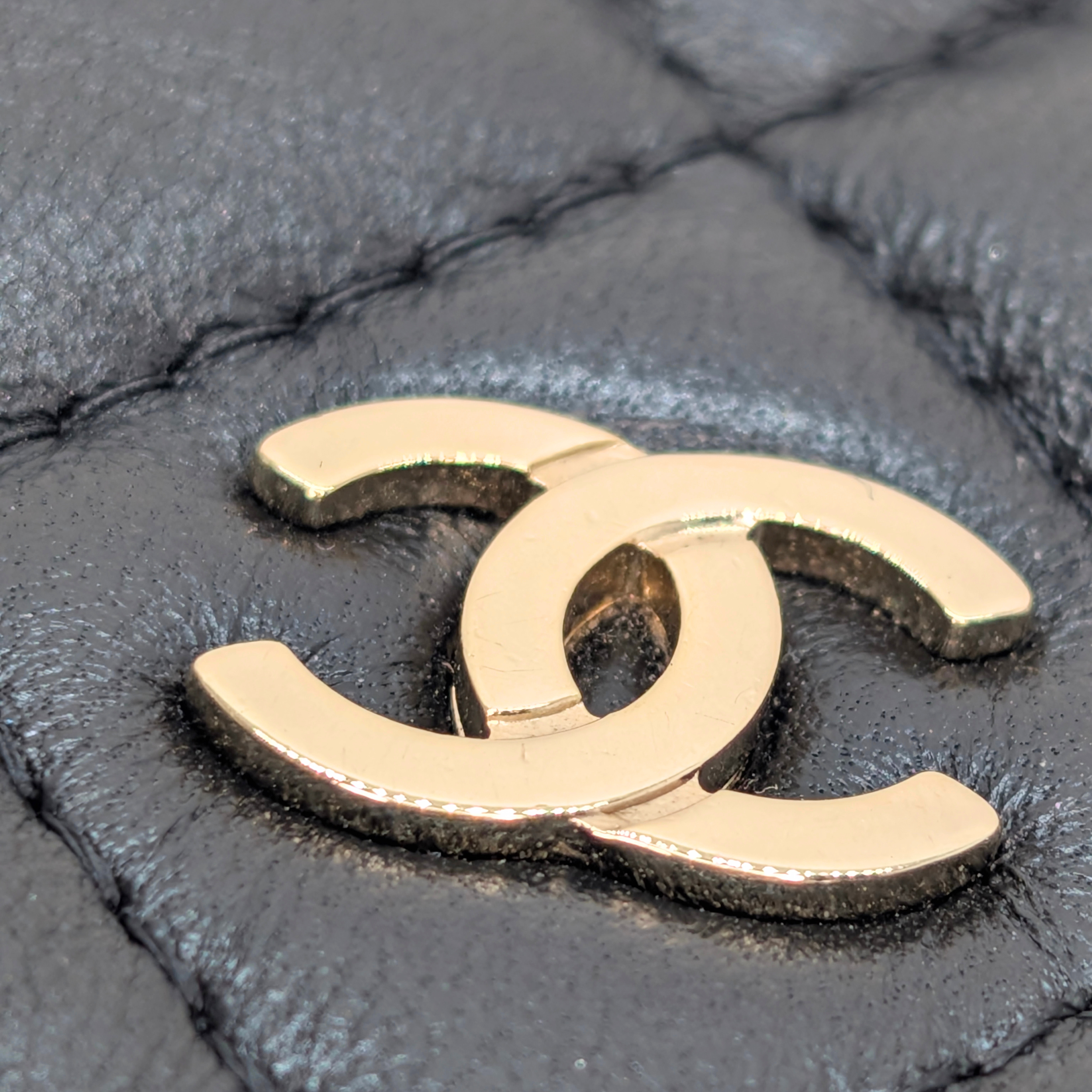 Chanel CC Double Zip Wallet on Chain Lambskin Black
