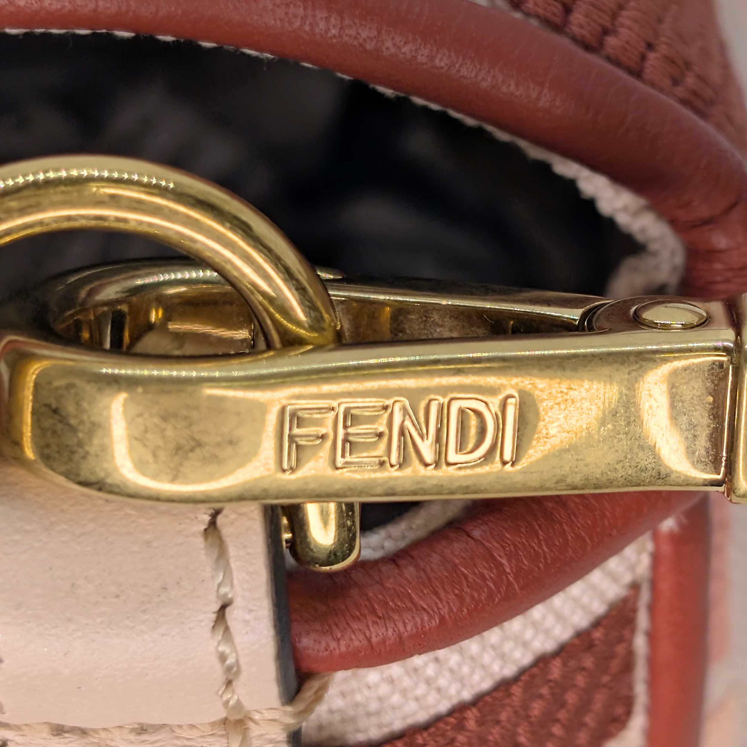 Fendi Baguette Canvas Vitello Medium FF Embroidered Rosa Quarzo Bag Multicolour