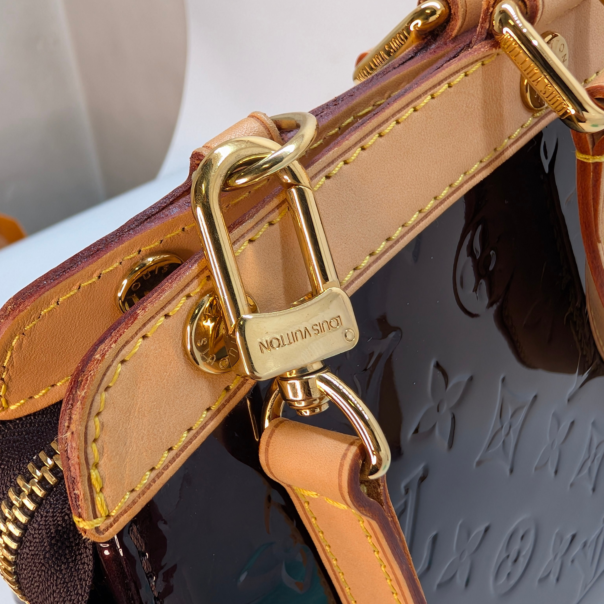 Louis Vuitton Amarante Monogram Brea Vernis GM Handbag Burgundy