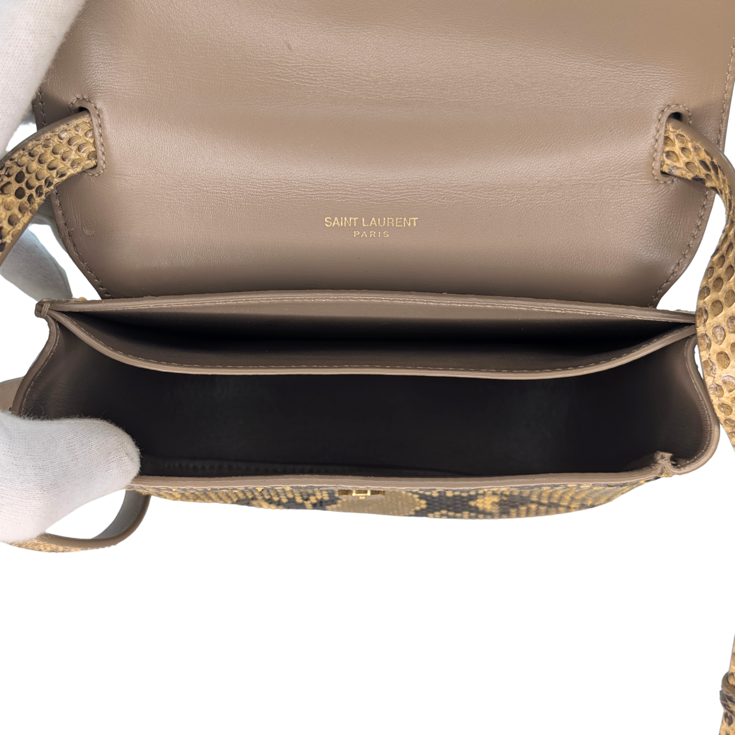 Saint Laurent Kaia Neutral Python Small Bag