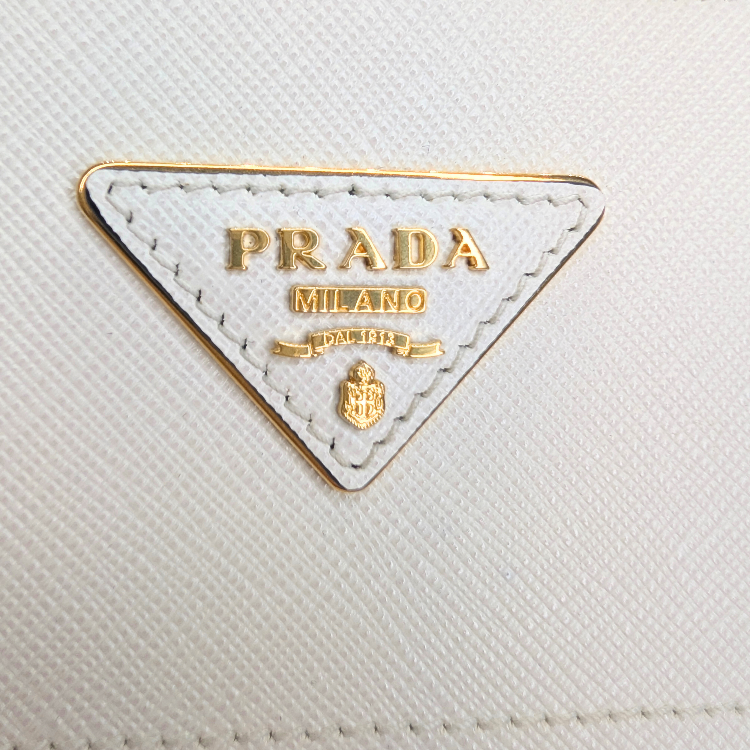 Prada Saffiano City Saffiano Paradigme Bag WHite