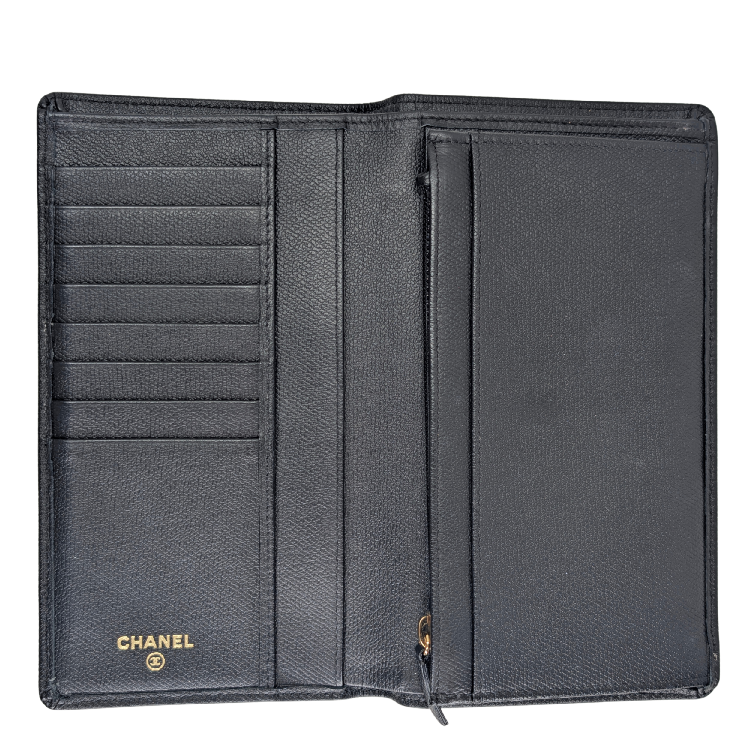 Chanel Leather Long Continental Wallet Black
