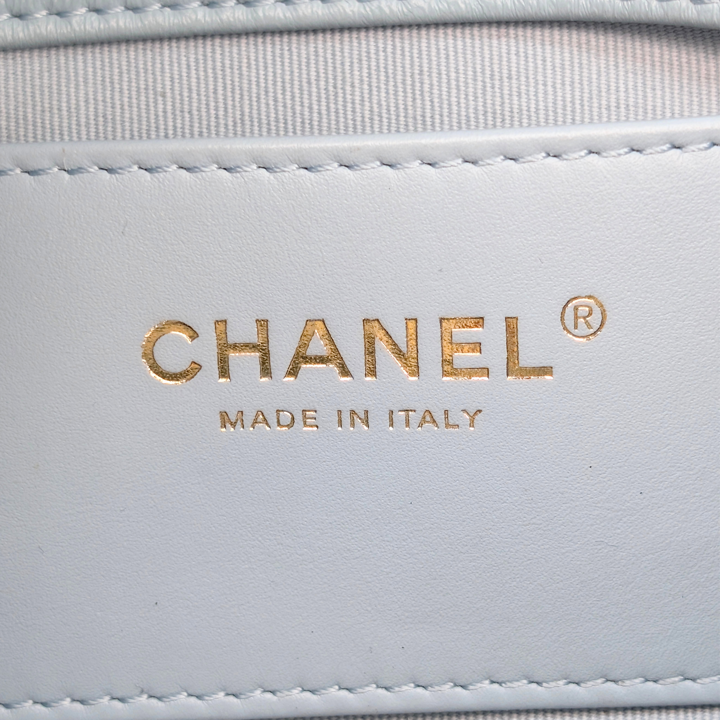 Chanel Quilted Lambskin Leather Mini Flap Bag Powder Blue