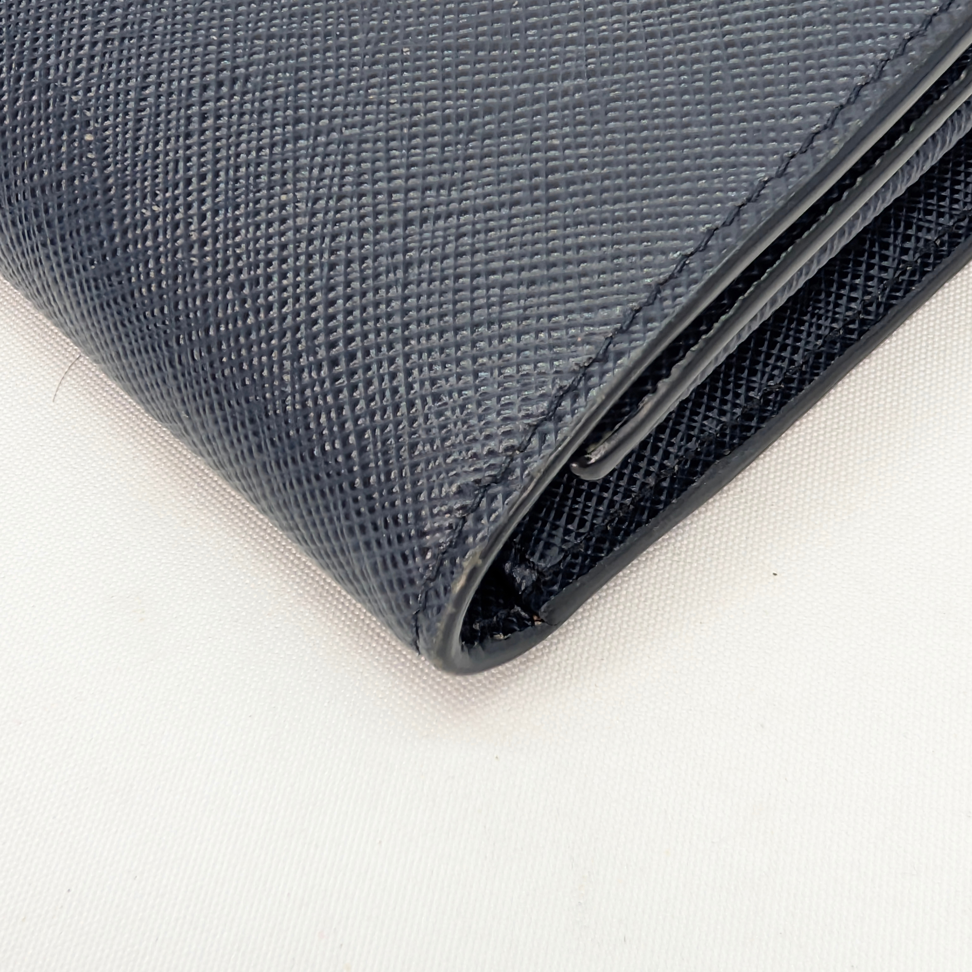 Black Prada Saffiano Multi Pocket Wallet Navy Blue