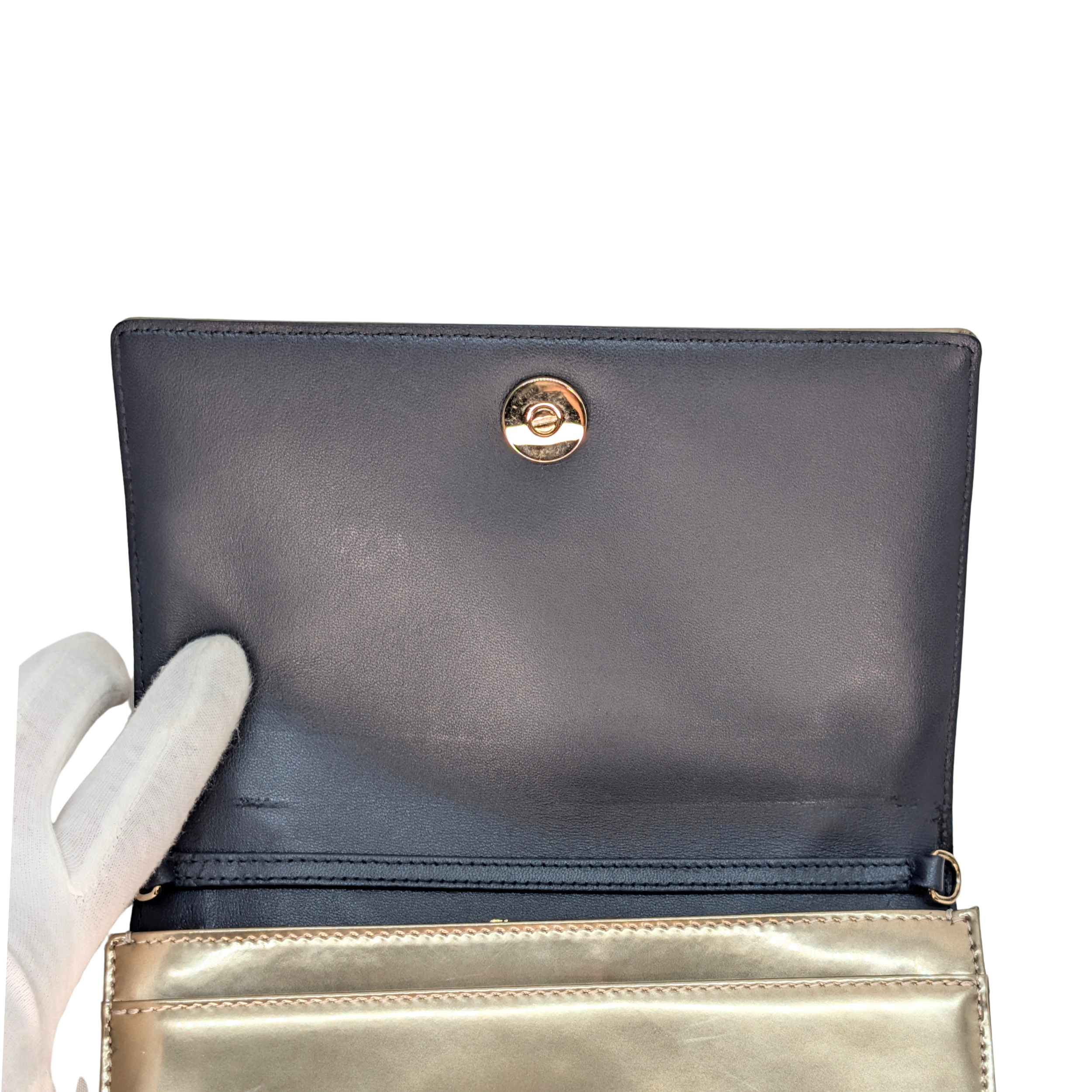 Dior Micro Cannage Leather Baby Diorama Bag Metallic Gold
