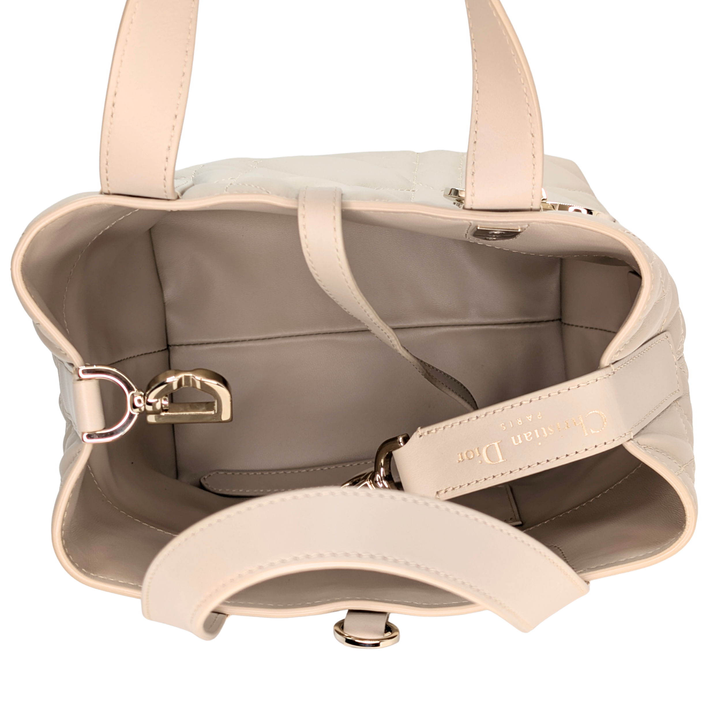 Dior Small Toujours Tote Bag Macrocannage Calfskin Powder Beige