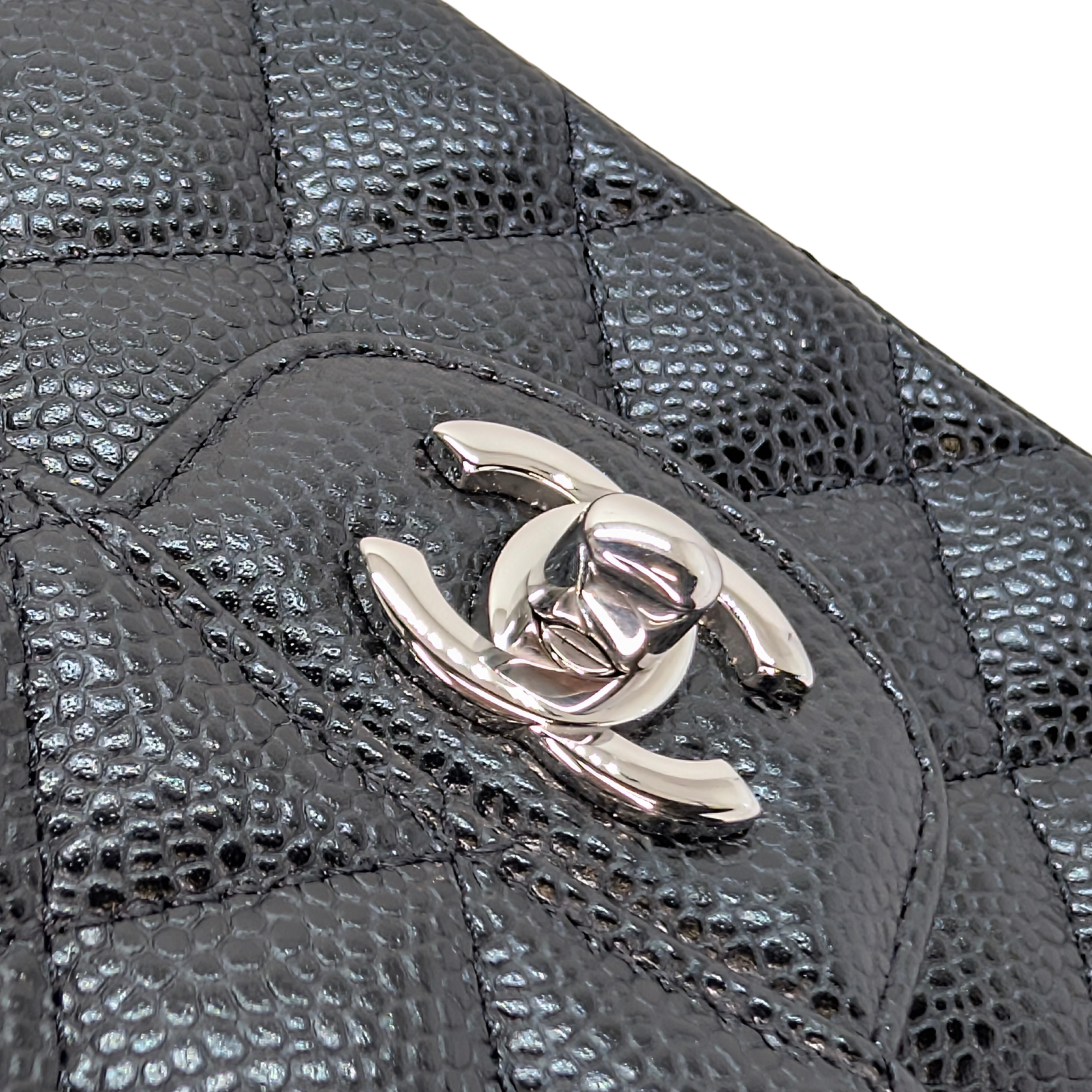 Chanel Classic Double Flap Caviar Black SHW Microchipped