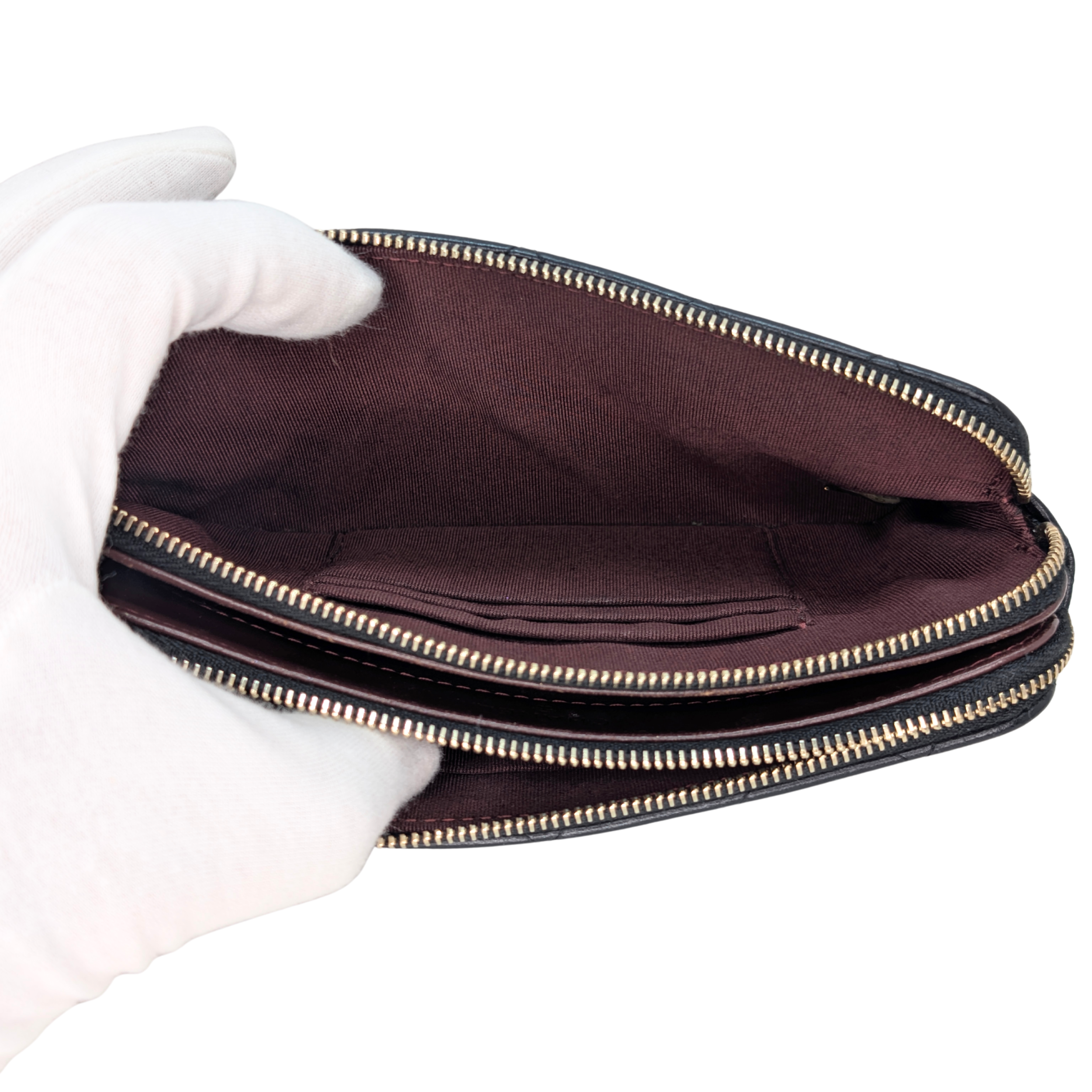 Chanel CC Double Zip Wallet on Chain Lambskin Black