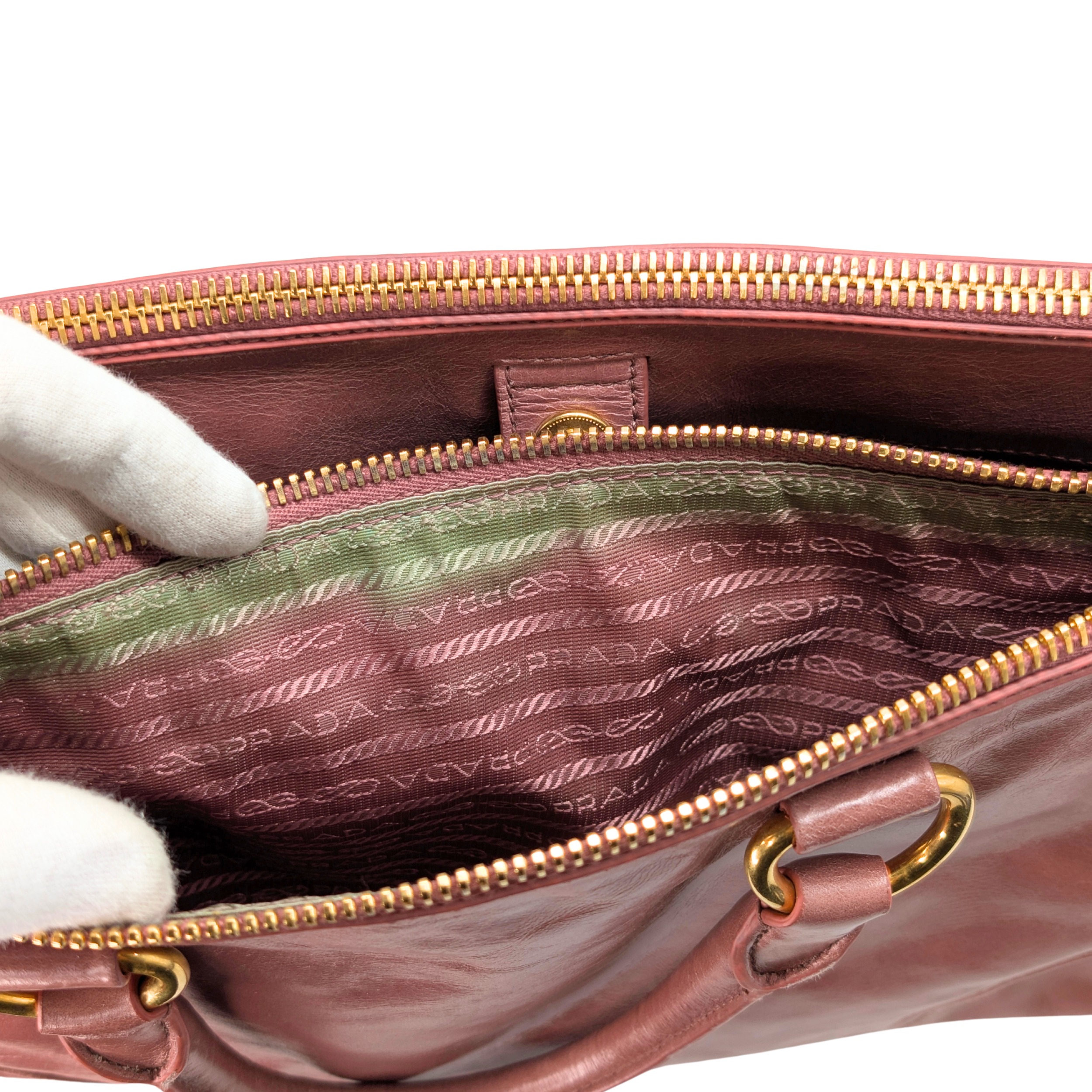 Prada Vitello Shine Shopping Tote Bag Dusky Rose