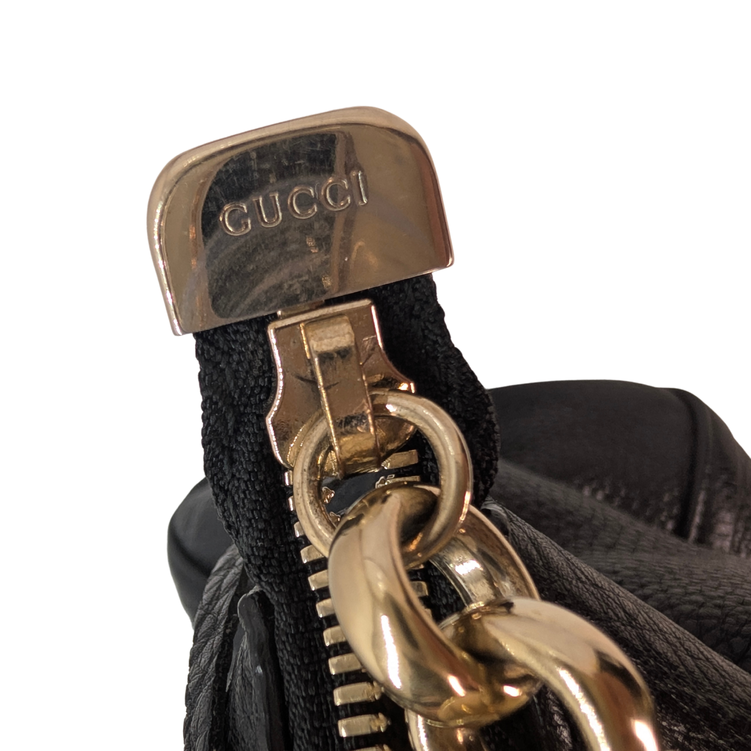 Gucci Soho Pebbled Leather GG Tassel Bag Black