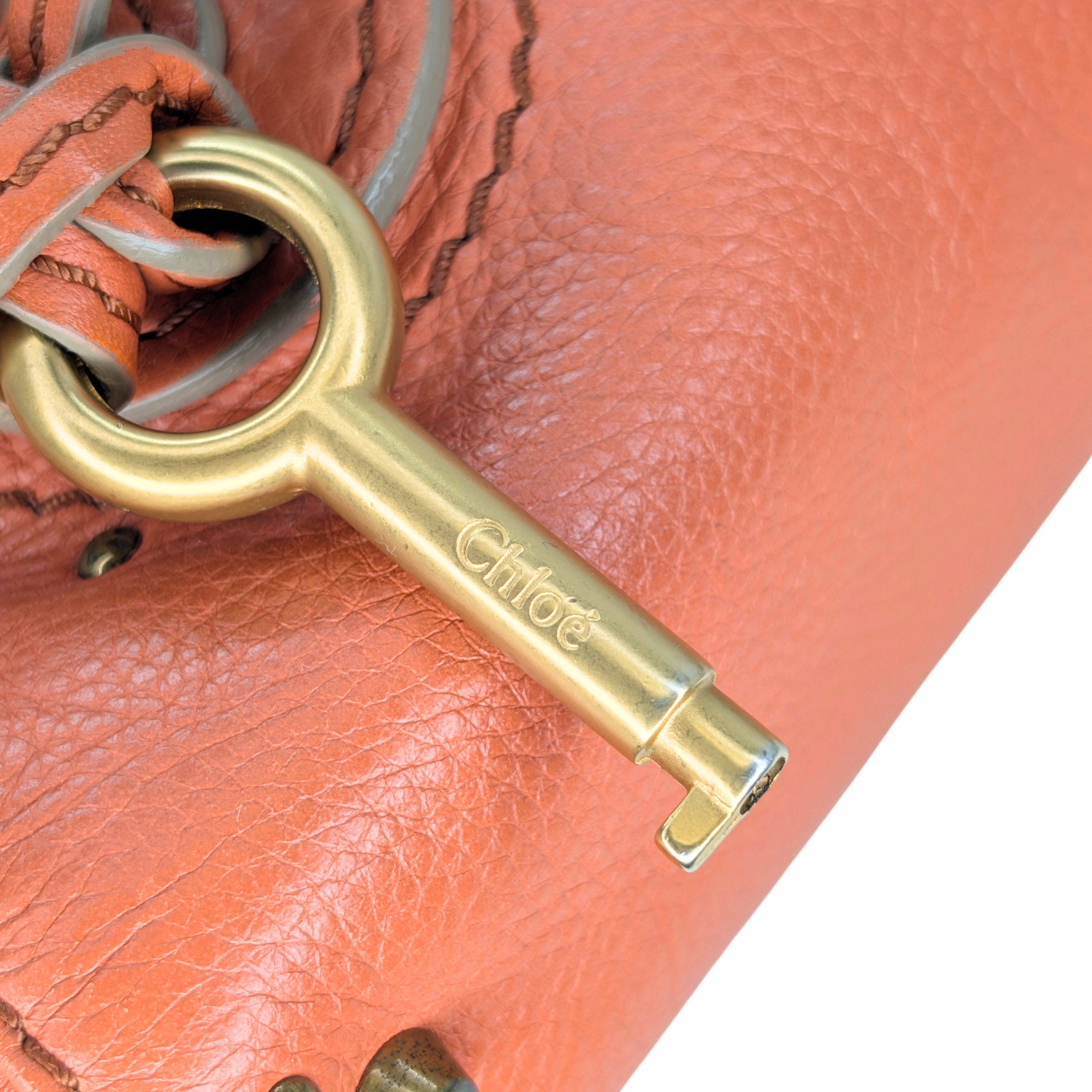 Chloe Paddington Mini Shoulder Bag Leather Coral