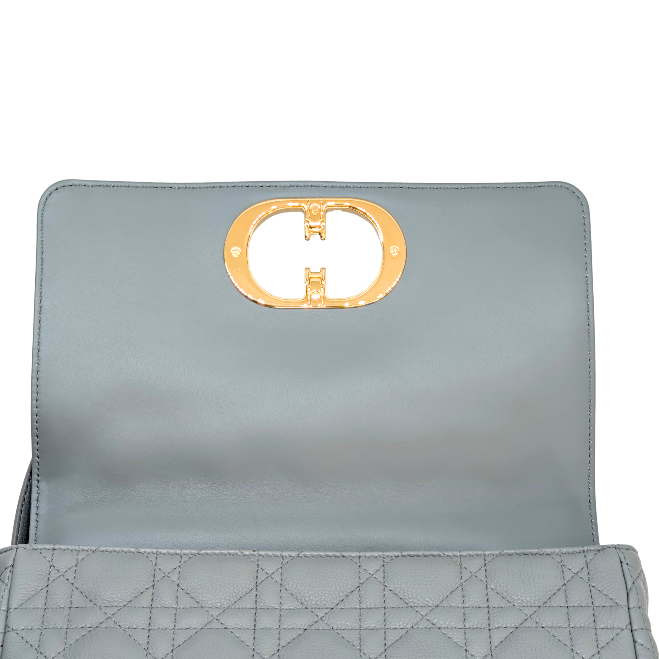 Dior Medium Caro Bag Supple Cannage Calfskin Stone Gray