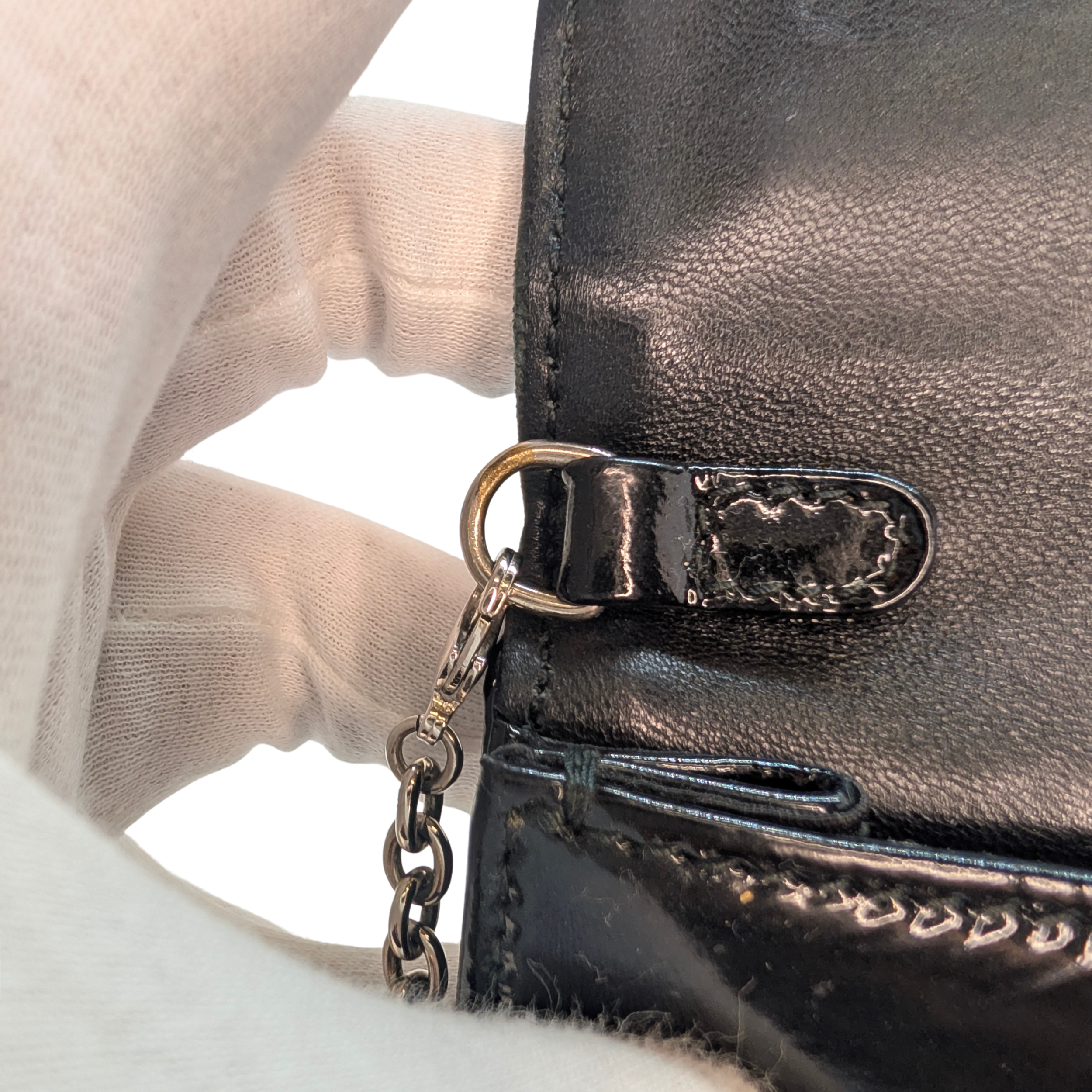 Dior Patent Leather Clutch on Chain Black