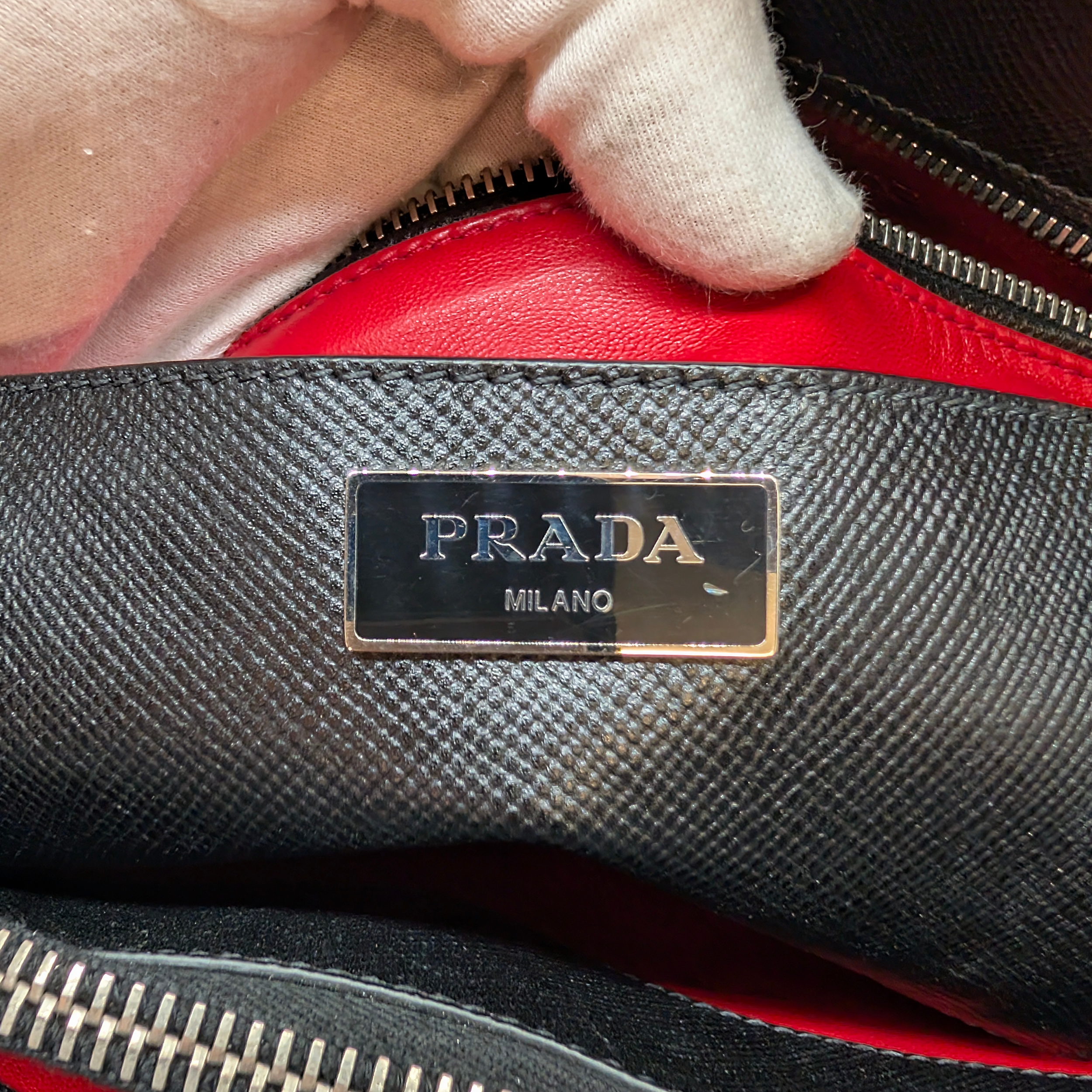 Prada Saffiano Cuir Twist Lock Tote Bag Black