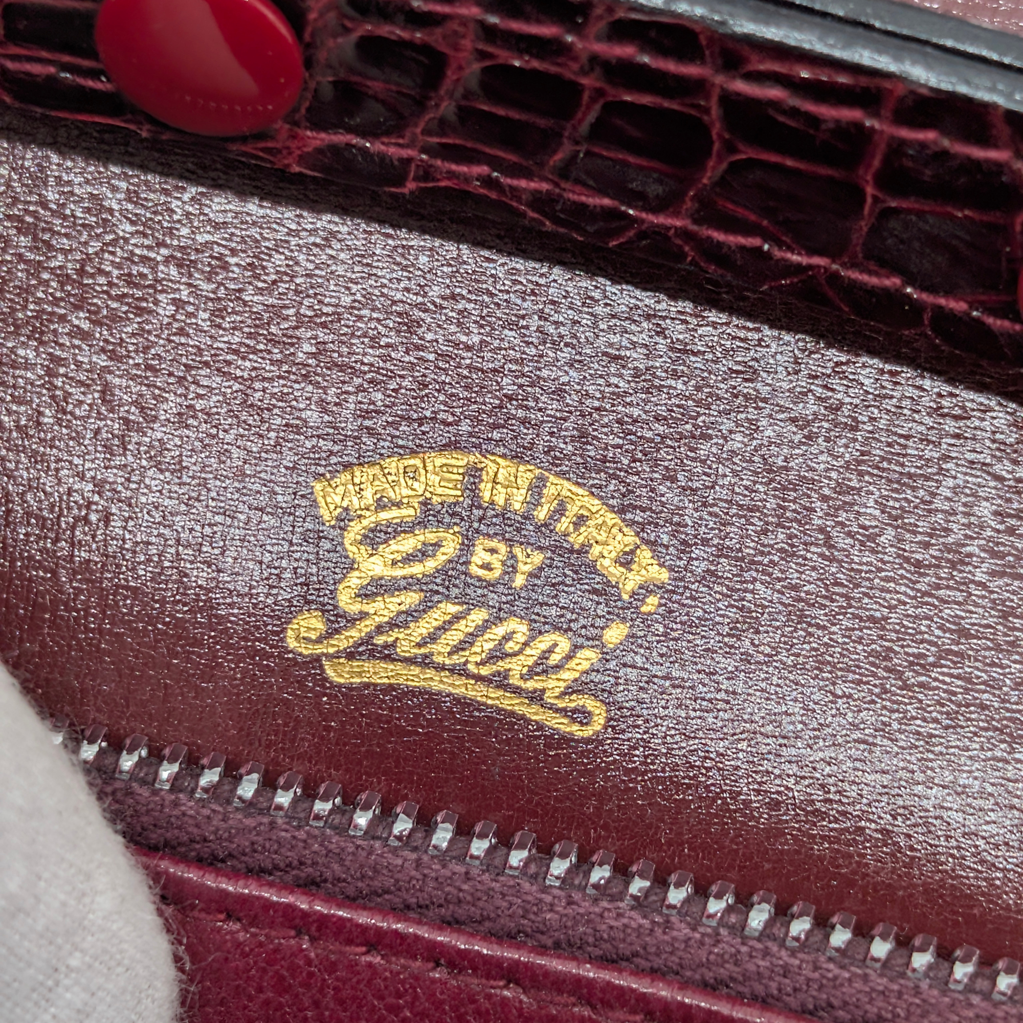 Gucci Vintage Crocodile Shoulder Bag Burgundy