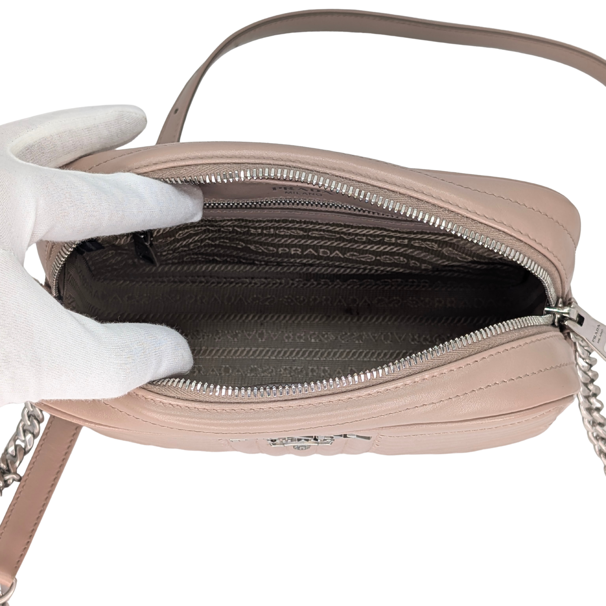Prada Diagramme Camera Bag Leather Beige